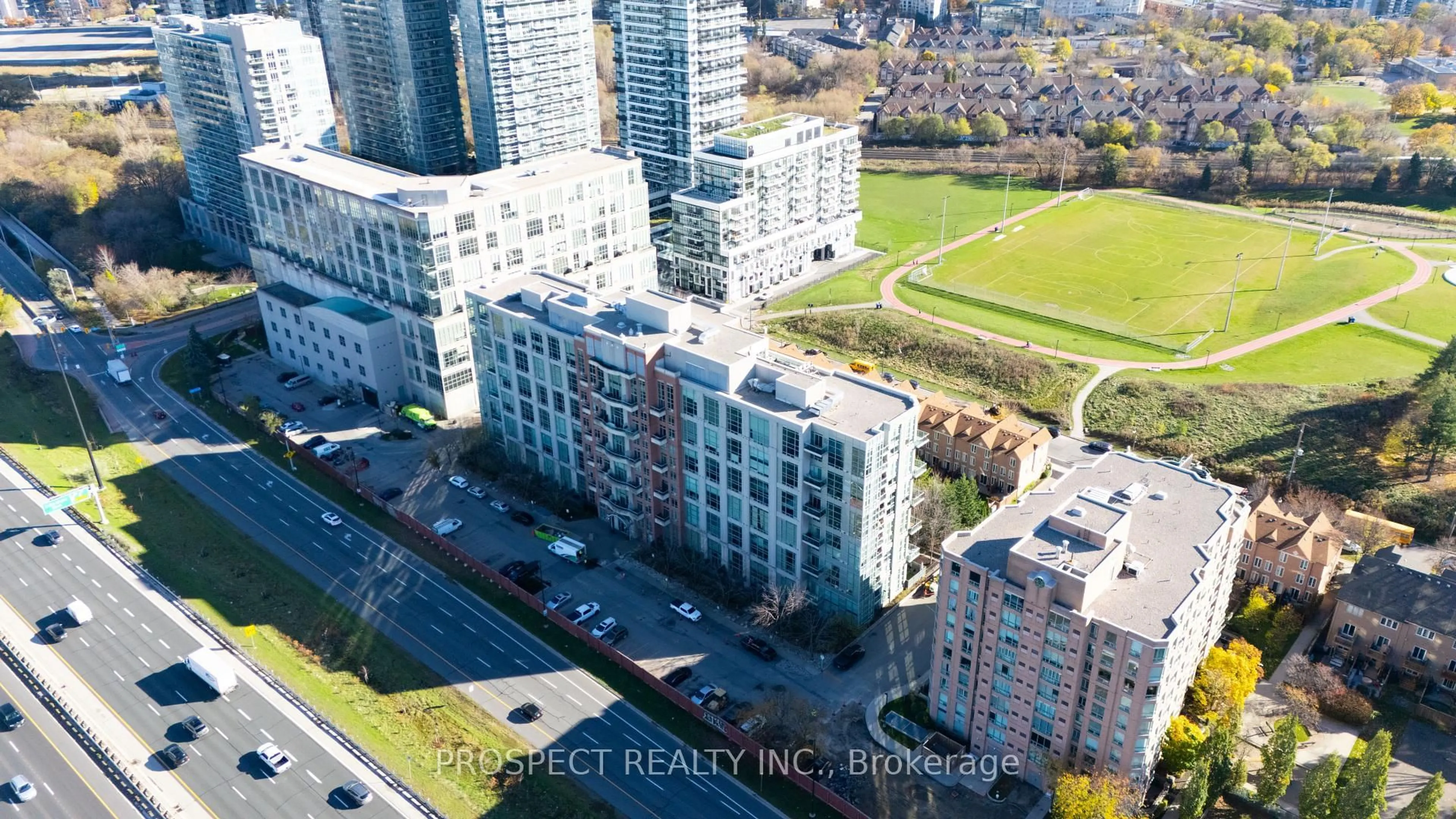 A pic from outside/outdoor area/front of a property/back of a property/a pic from drone, city buildings view from balcony for 200 Manitoba St #301, Toronto Ontario M8Y 3Y9