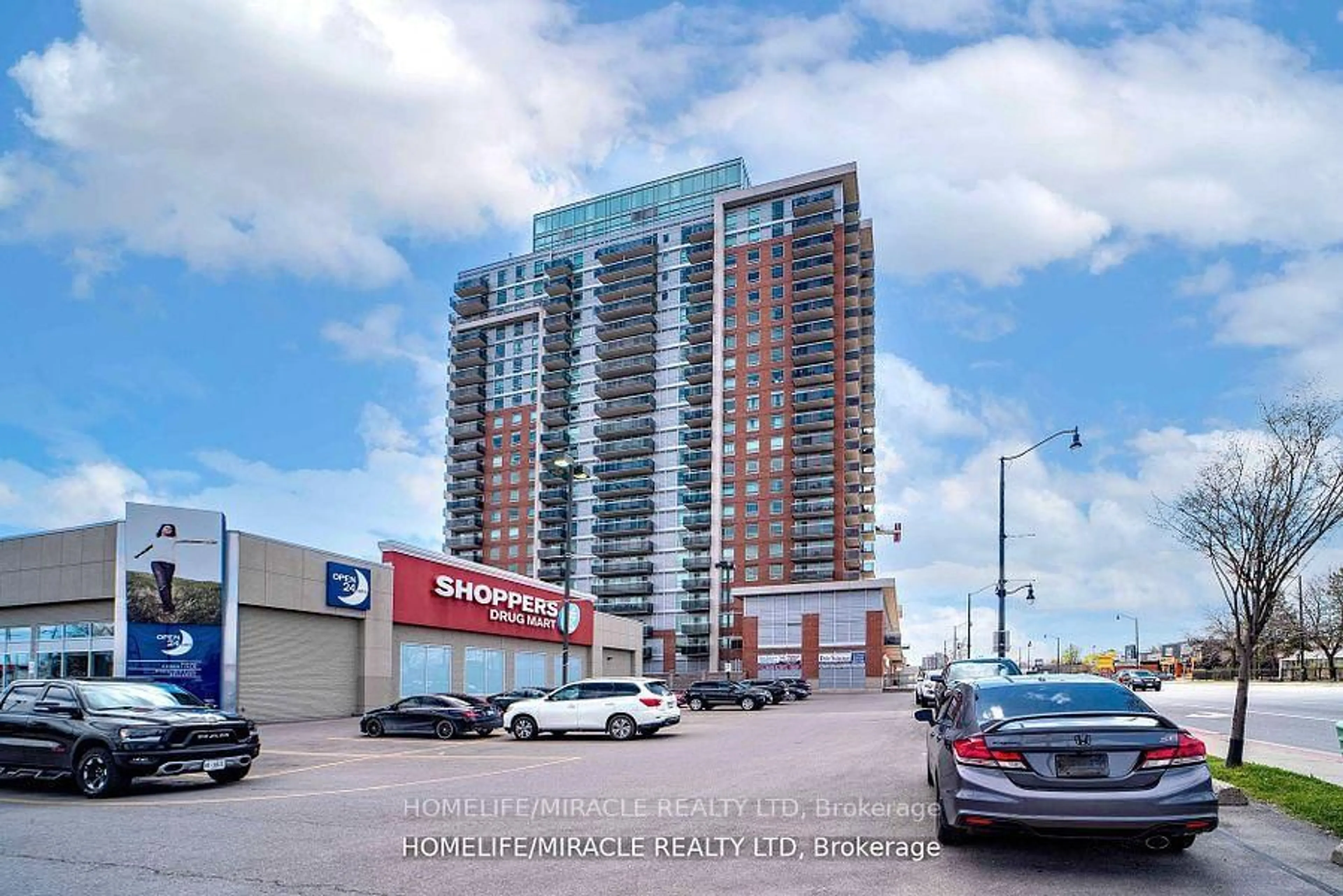 A pic from outside/outdoor area/front of a property/back of a property/a pic from drone, building for 215 Queen St #709, Brampton Ontario L7A 0C4