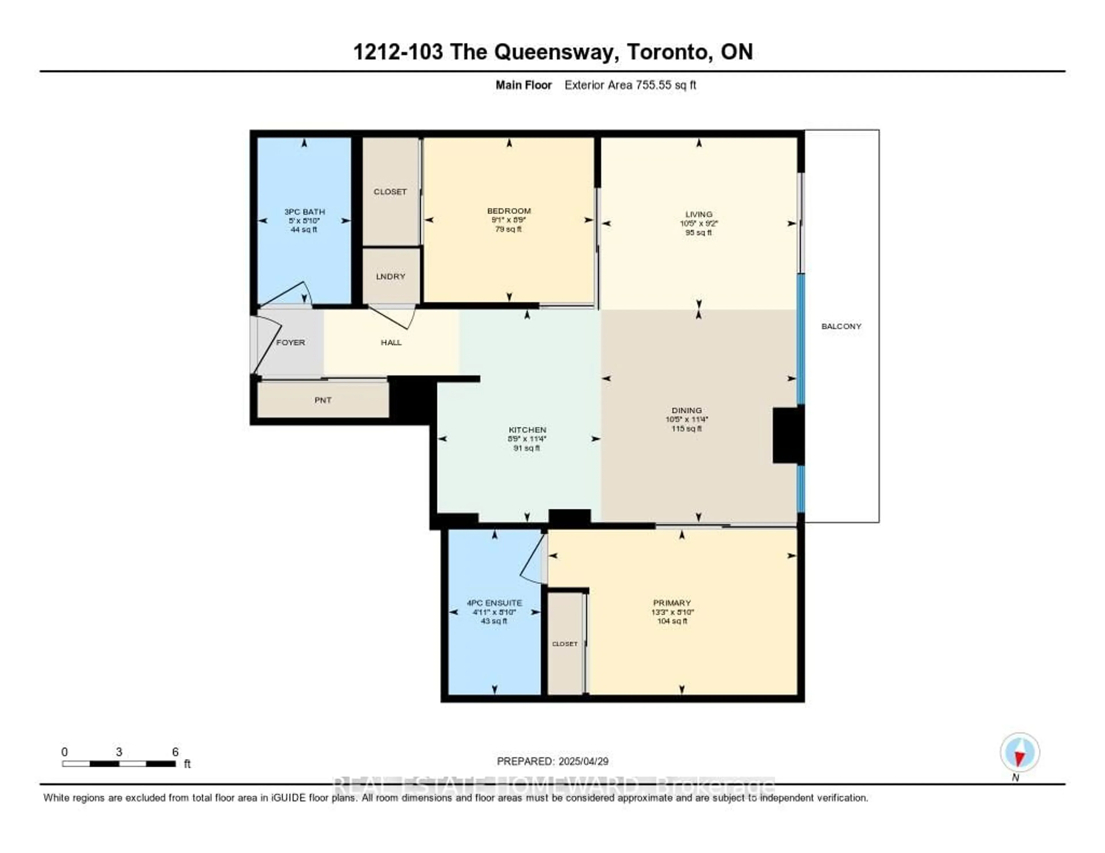 Floor plan for 103 The Queensway Ave #1212, Toronto Ontario M6S 5B3