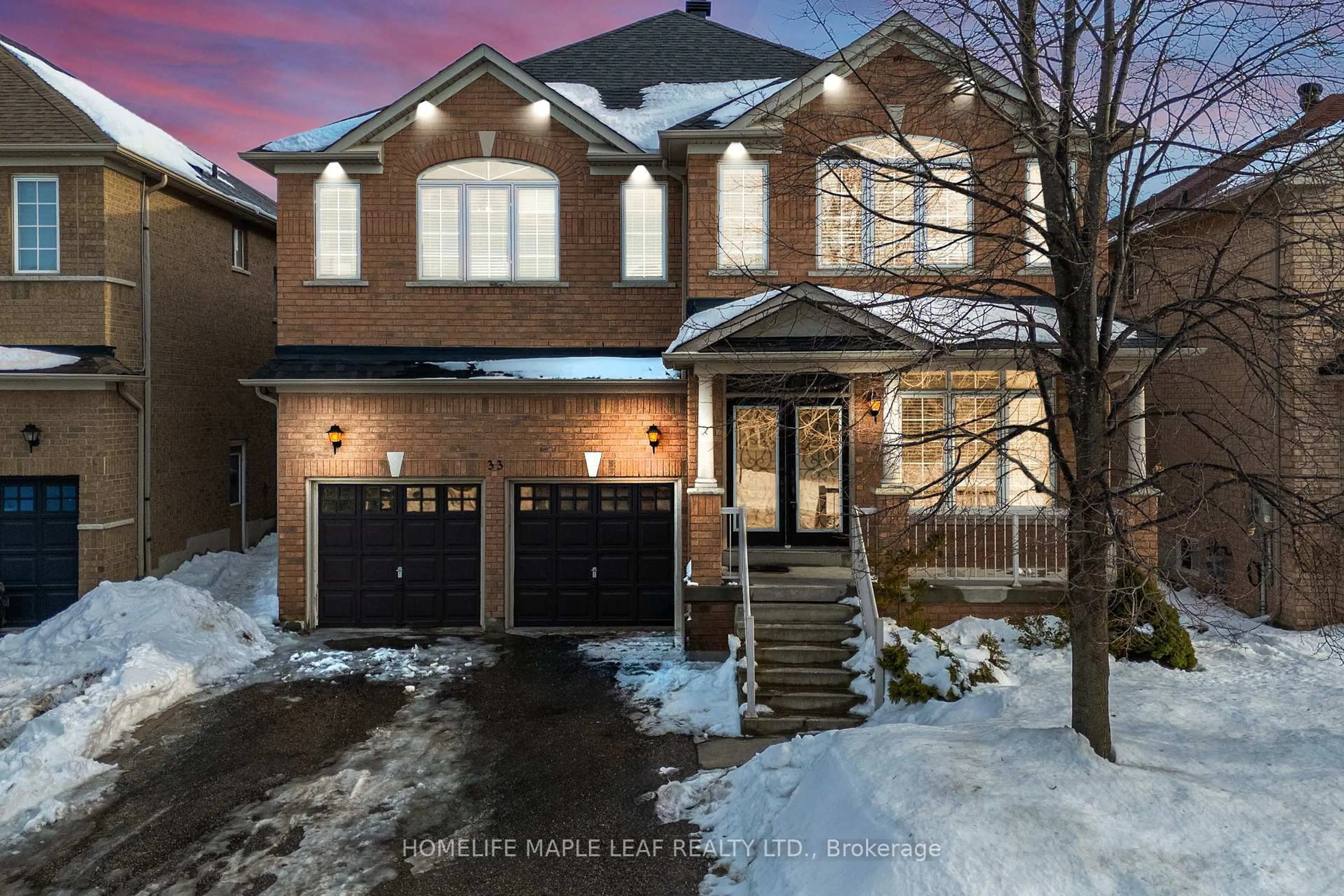 Home with brick exterior material, street for 33 Honeybee Dr, Brampton Ontario L6R 3E1