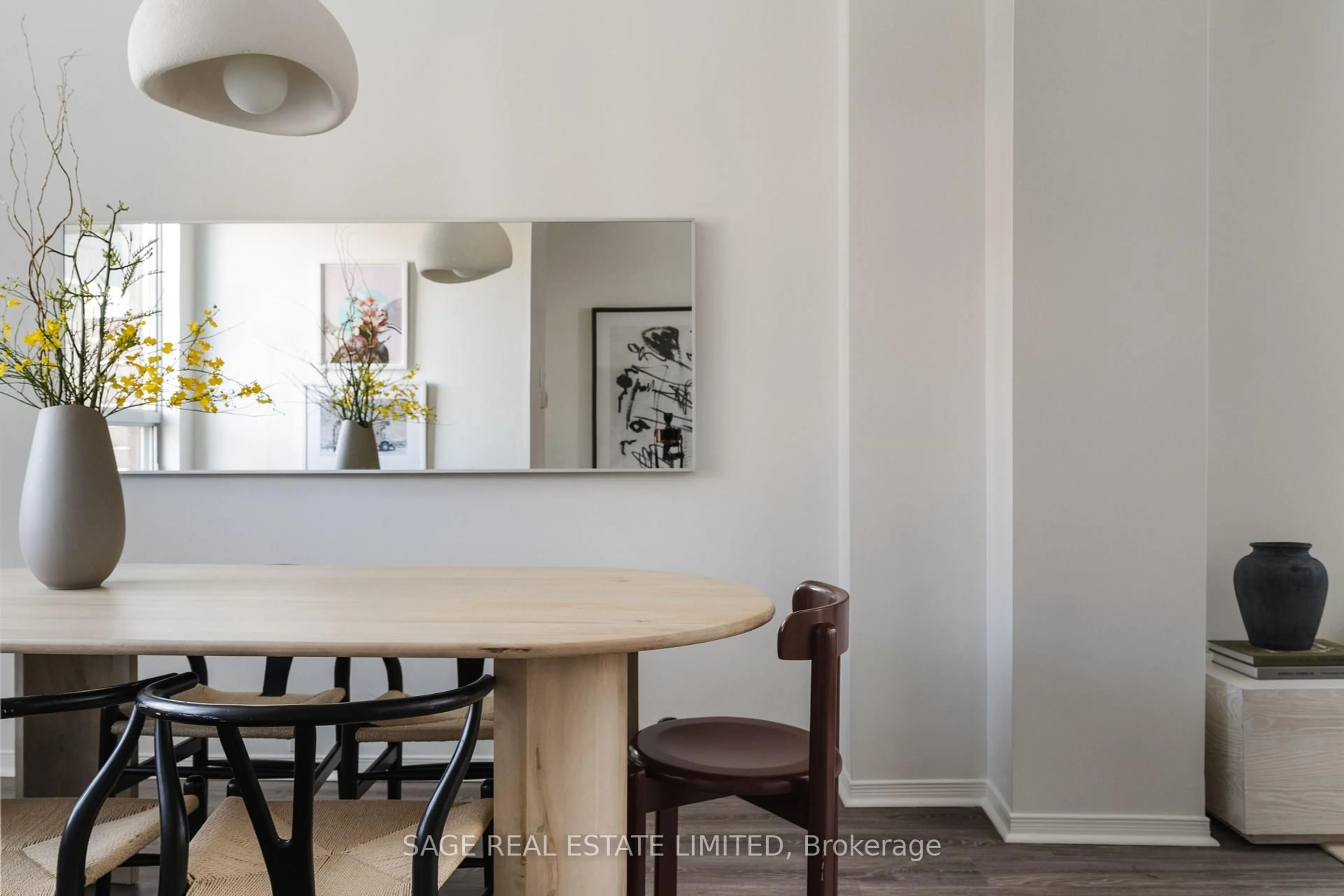 Dining room, wood/laminate floor for 49 Osler St, Toronto Ontario M6P 4A1