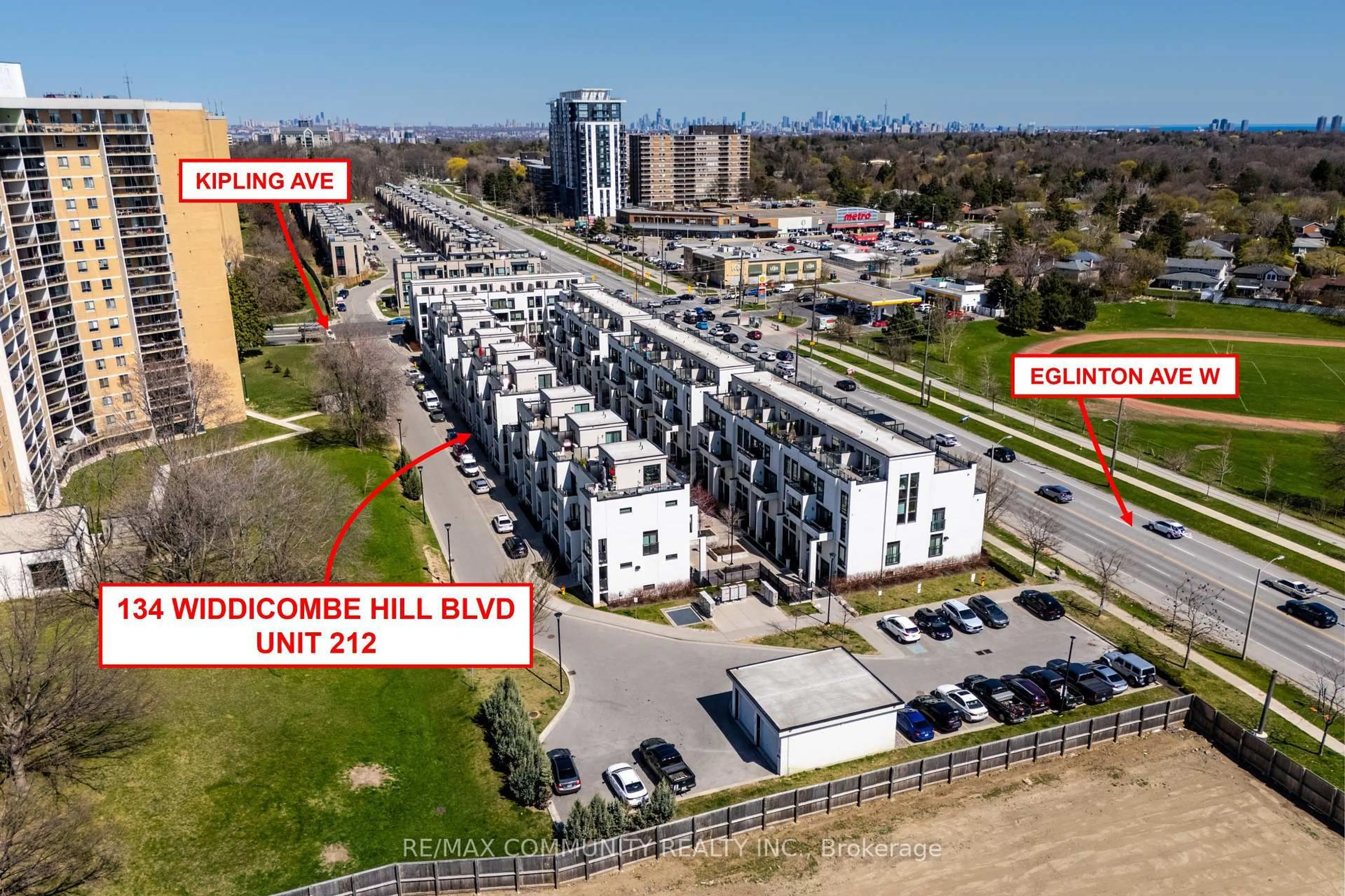 A pic from outside/outdoor area/front of a property/back of a property/a pic from drone, city buildings view from balcony for 134 Widdicombe Hill Blvd #212, Toronto Ontario M9R 0A9
