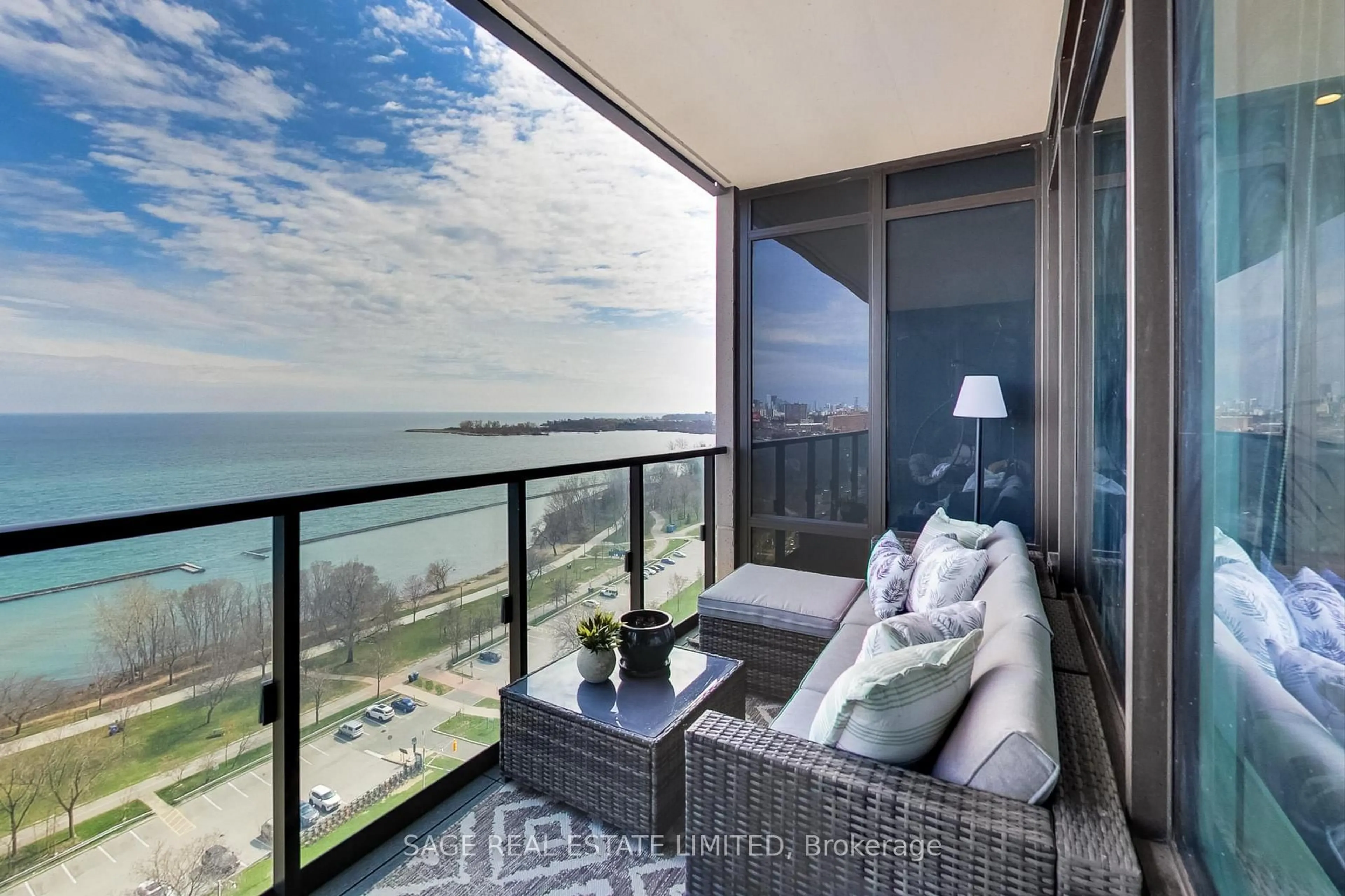 Balcony in the apartment, water/lake/river/ocean view for 1928 Lake Shore Blvd #1907, Toronto Ontario M6S 0B1