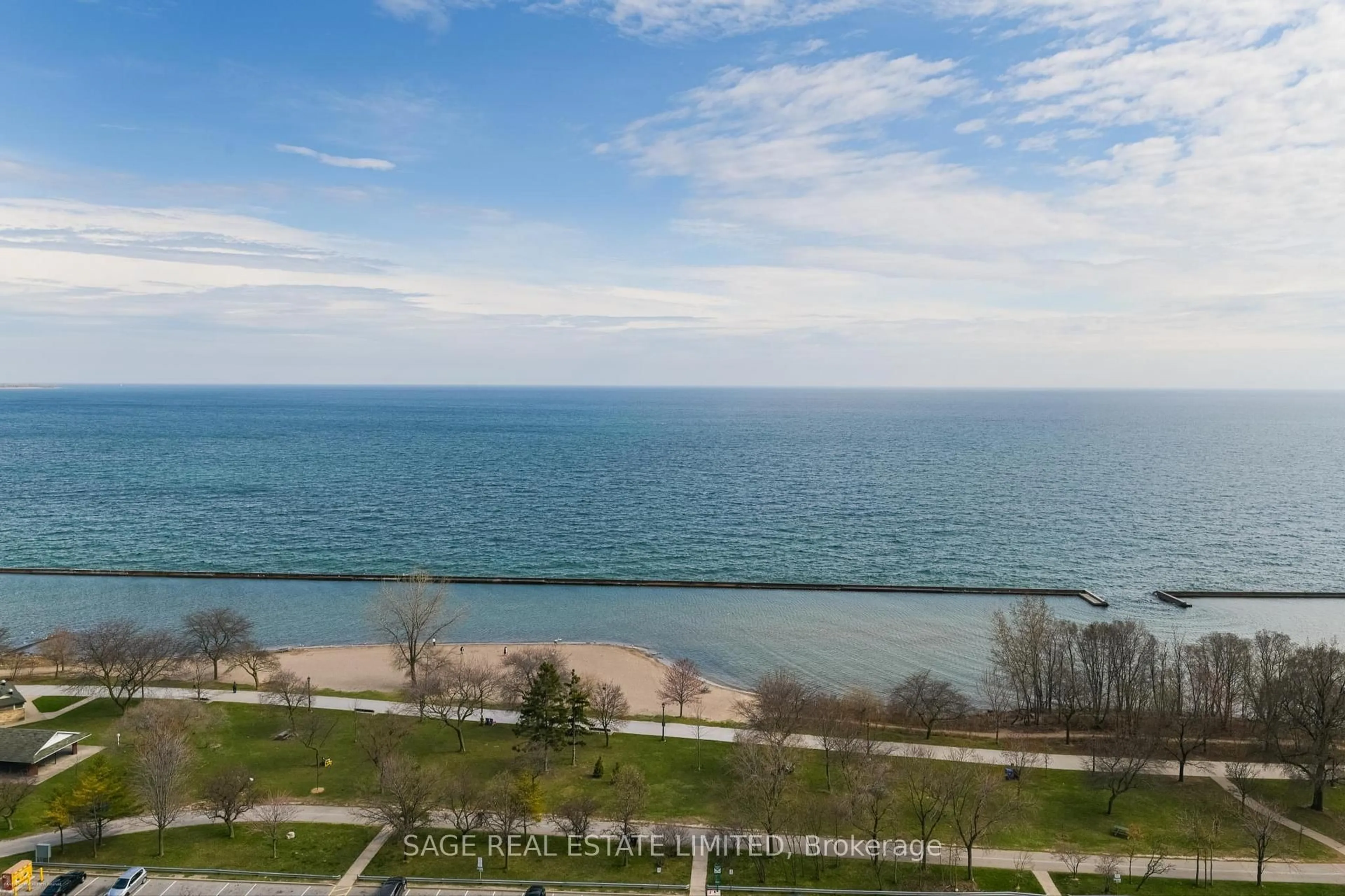 A pic from outside/outdoor area/front of a property/back of a property/a pic from drone, water/lake/river/ocean view for 1928 Lake Shore Blvd #1907, Toronto Ontario M6S 0B1