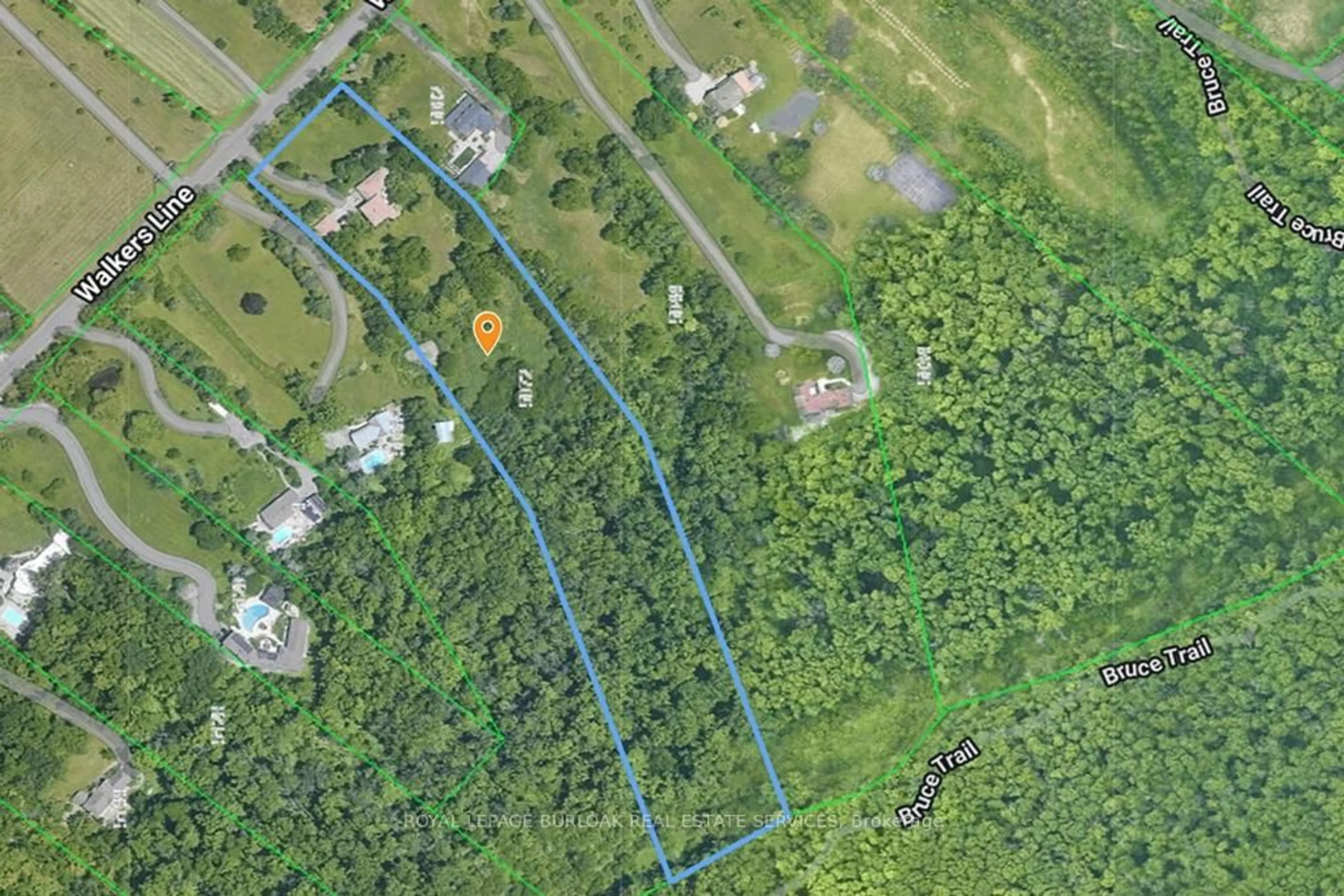 A pic from outside/outdoor area/front of a property/back of a property/a pic from drone, forest/trees view for 5072 Walkers Line, Burlington Ontario L7M 0R1