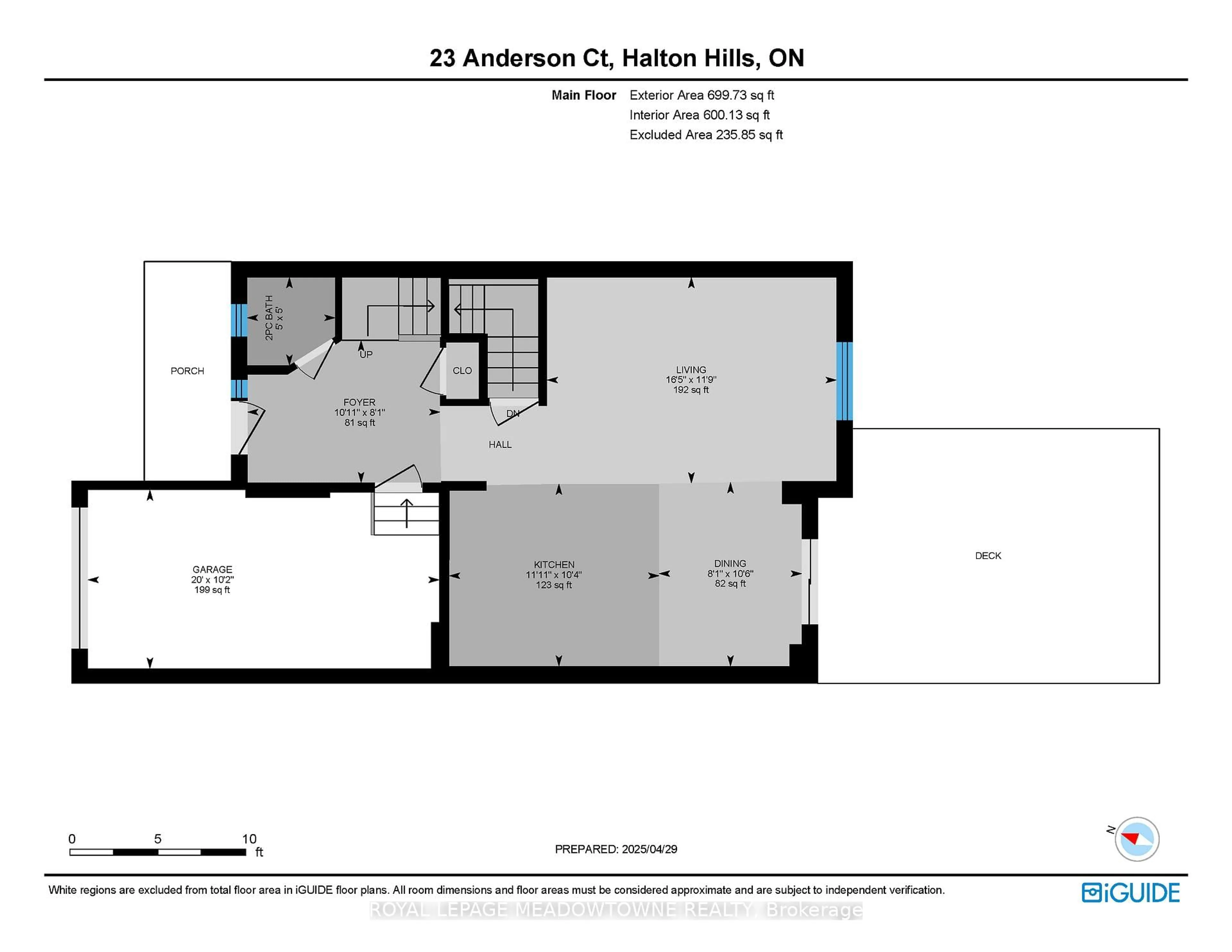 Floor plan for 23 Anderson Crt, Halton Hills Ontario L7G 6H9
