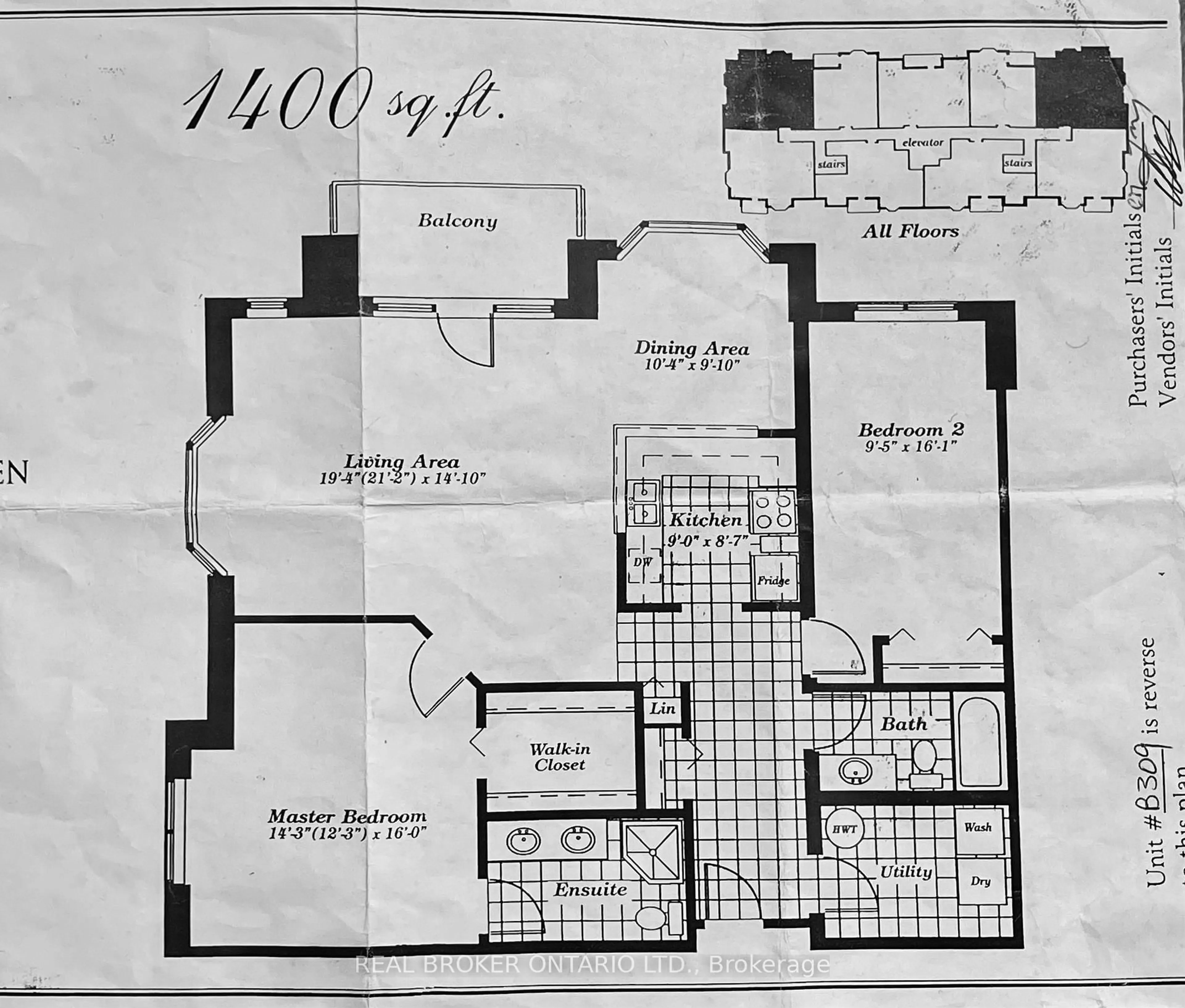 Floor plan for 216 Plains Rd #B309, Burlington Ontario L7T 4K8