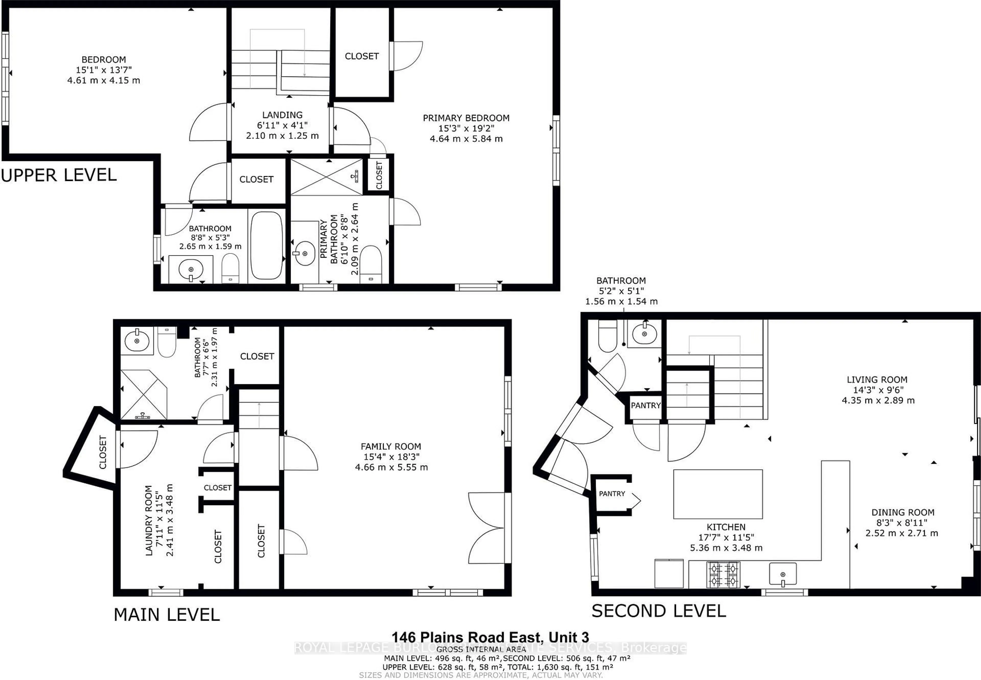 Floor plan for 146 Plains Rd #3, Burlington Ontario L7T 2C3