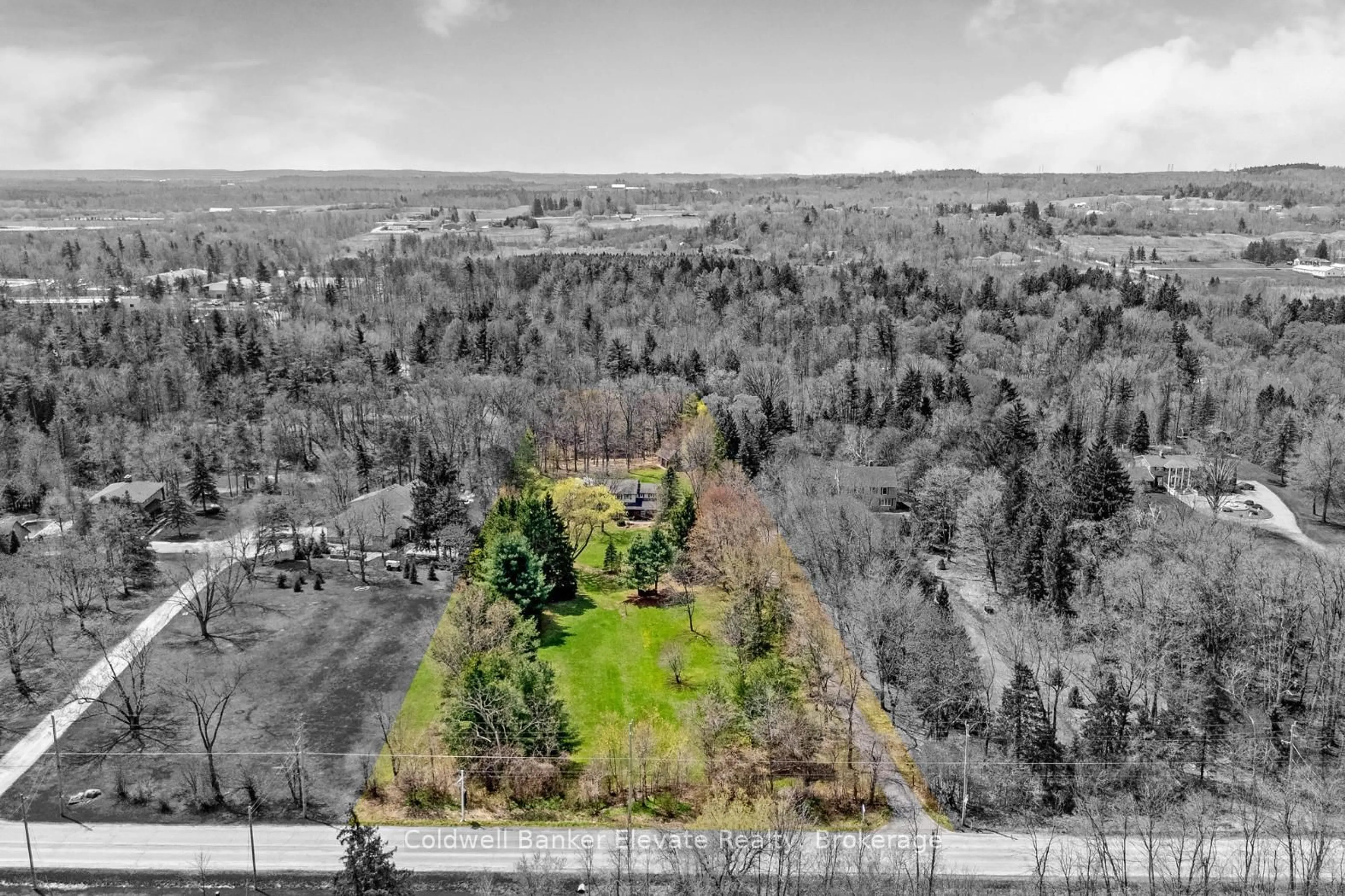 A pic from outside/outdoor area/front of a property/back of a property/a pic from drone, forest/trees view for 12282 Eighth Line, Halton Hills Ontario L7G 4S4