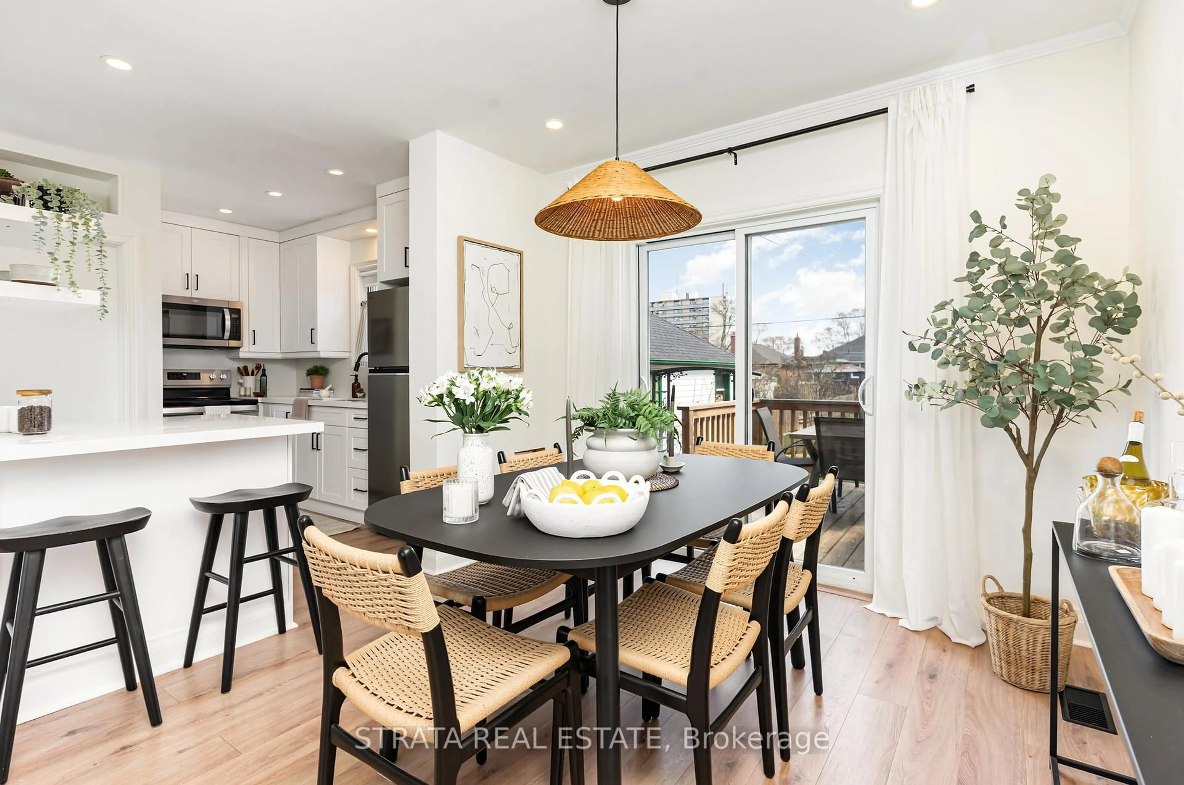 Open concept kitchen, wood/laminate floor for 11 Duern St, Toronto Ontario M6N 4G6