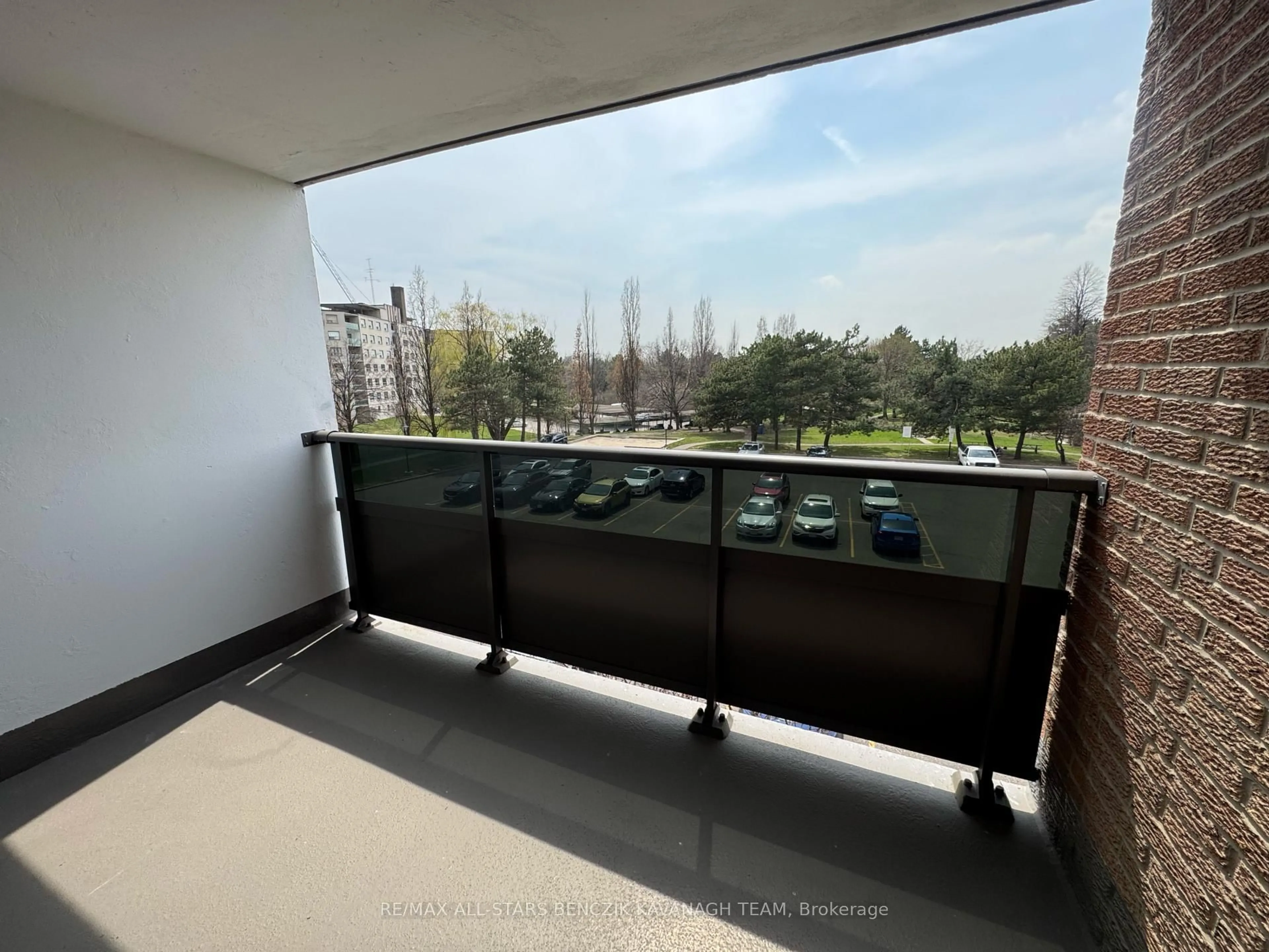 Balcony in the apartment, city buildings view from balcony for 625 The West Mall N/A #303, Toronto Ontario M9C 4W9