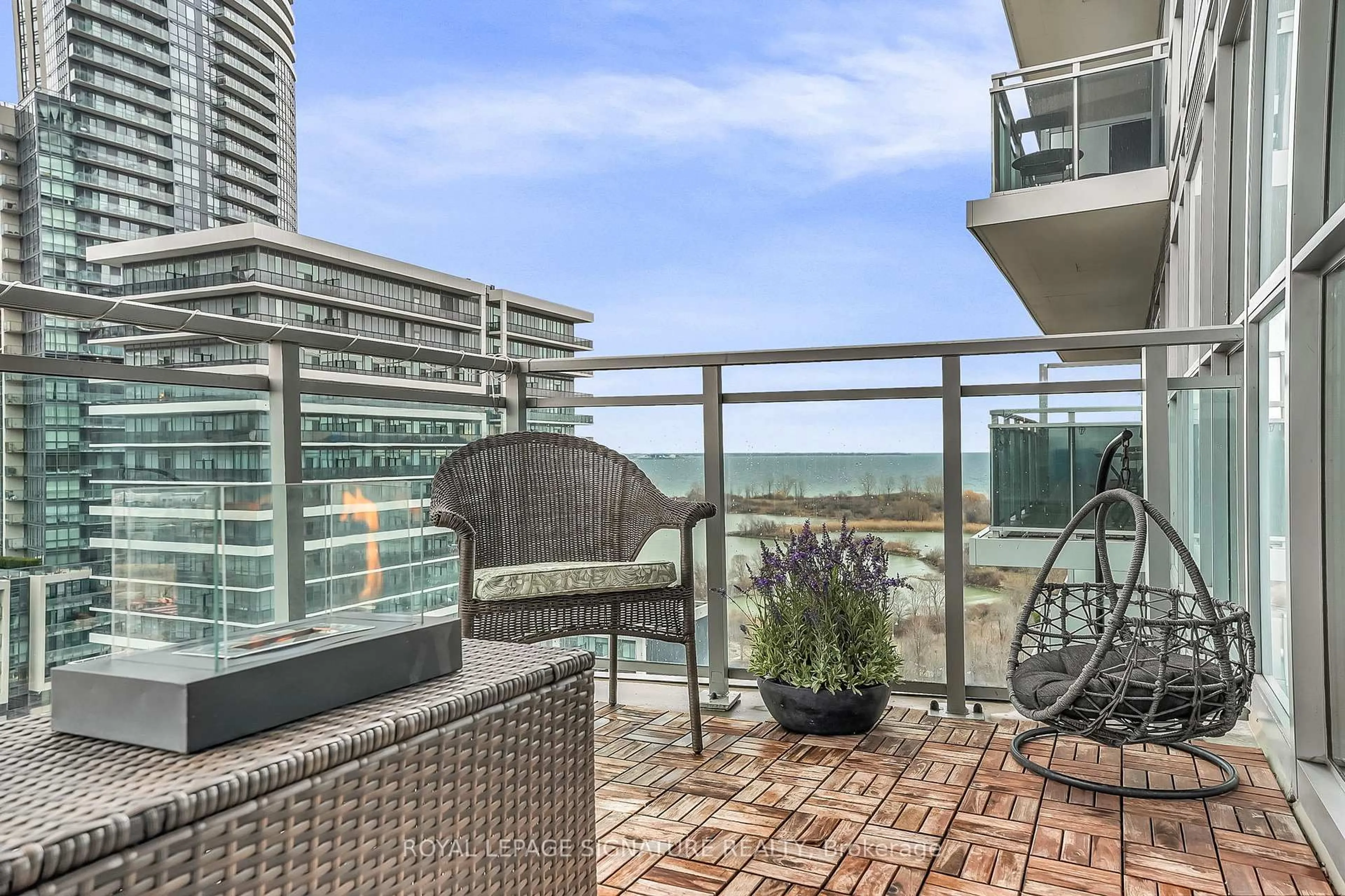 Balcony in the apartment, water/lake/river/ocean view for 33 Shore Breeze Dr #1105, Toronto Ontario M8V 0G1