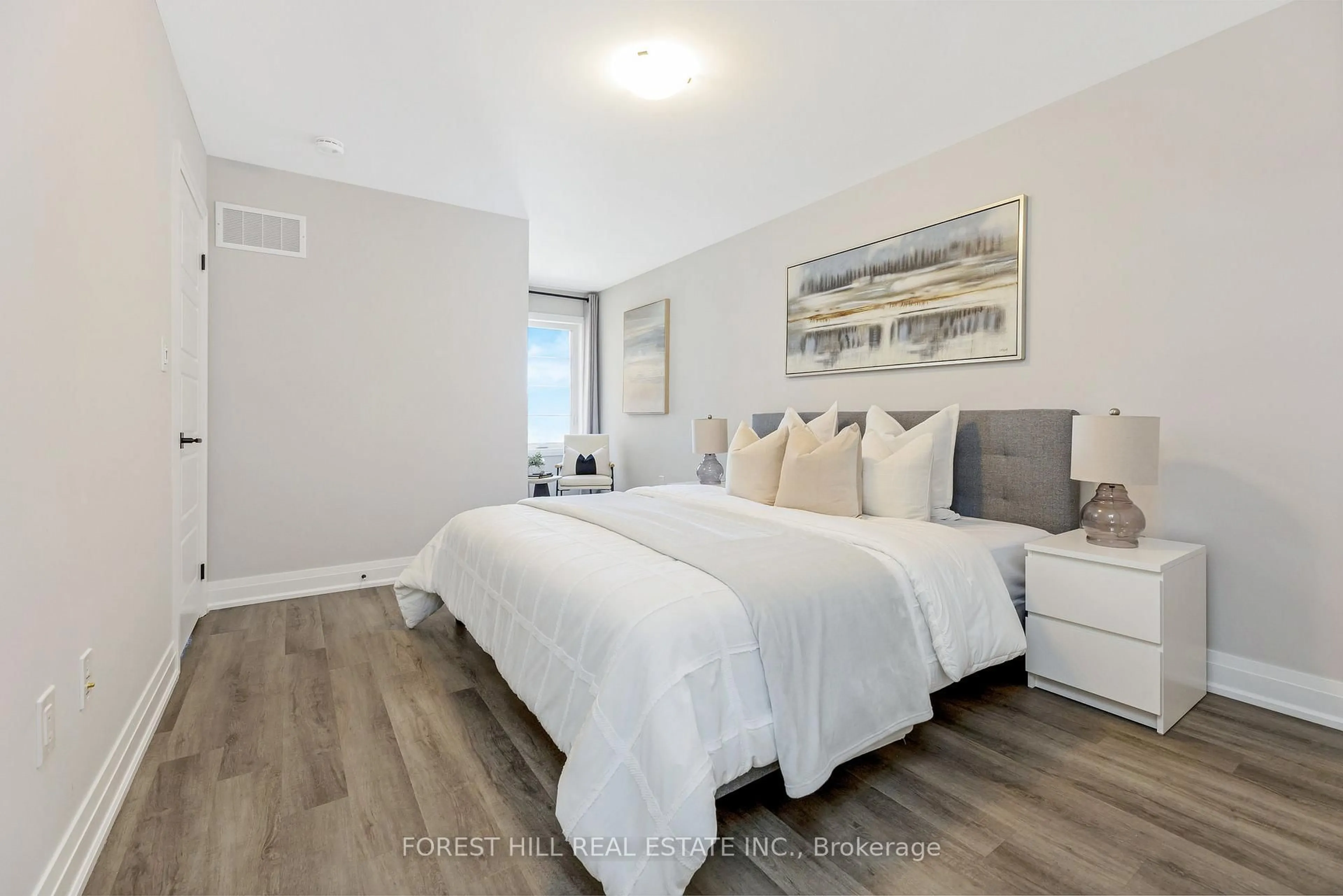 Bedroom with bed, wood/laminate floor for 972 Hickory Cres, Milton Ontario L9E 1P6