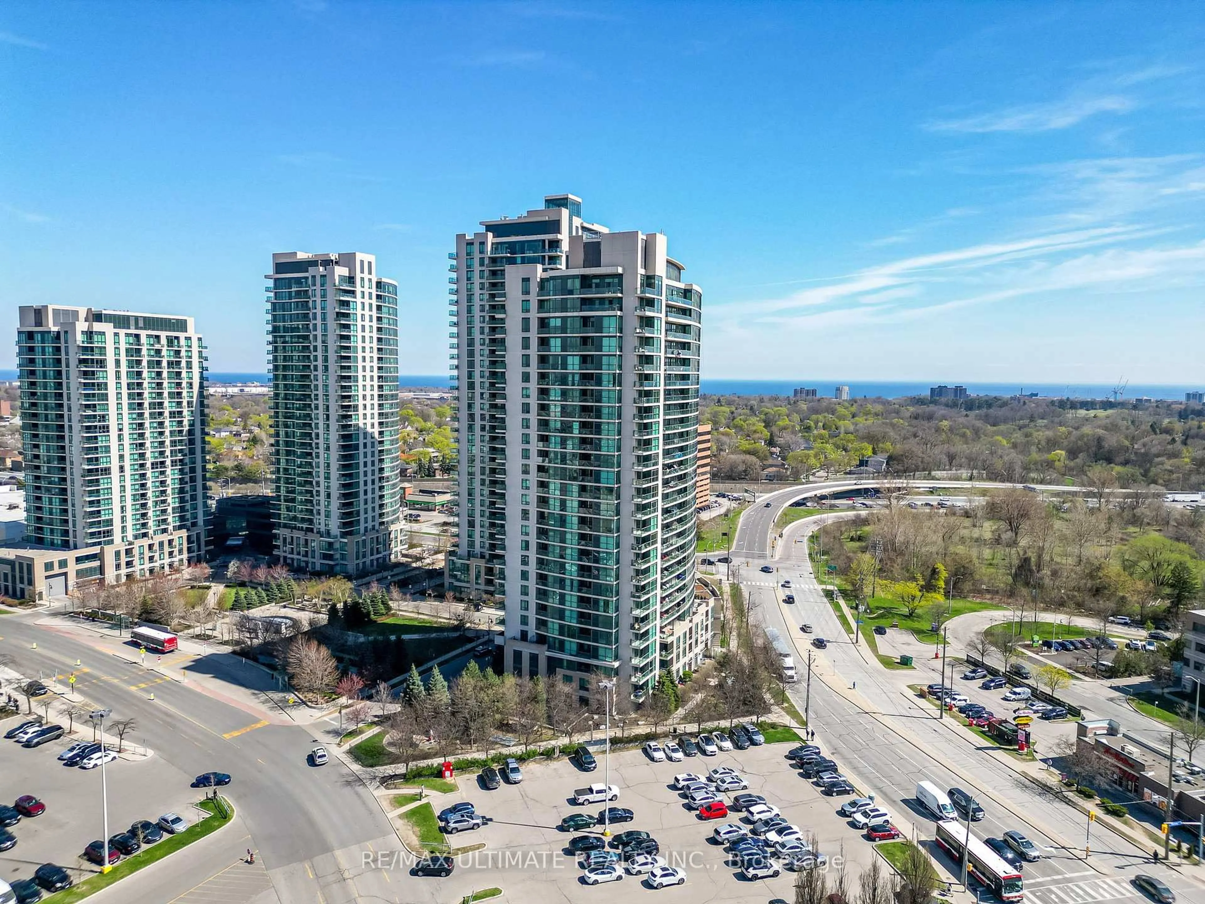 A pic from outside/outdoor area/front of a property/back of a property/a pic from drone, city buildings view from balcony for 235 Sherway Gardens Rd #205, Toronto Ontario M9C 0A2