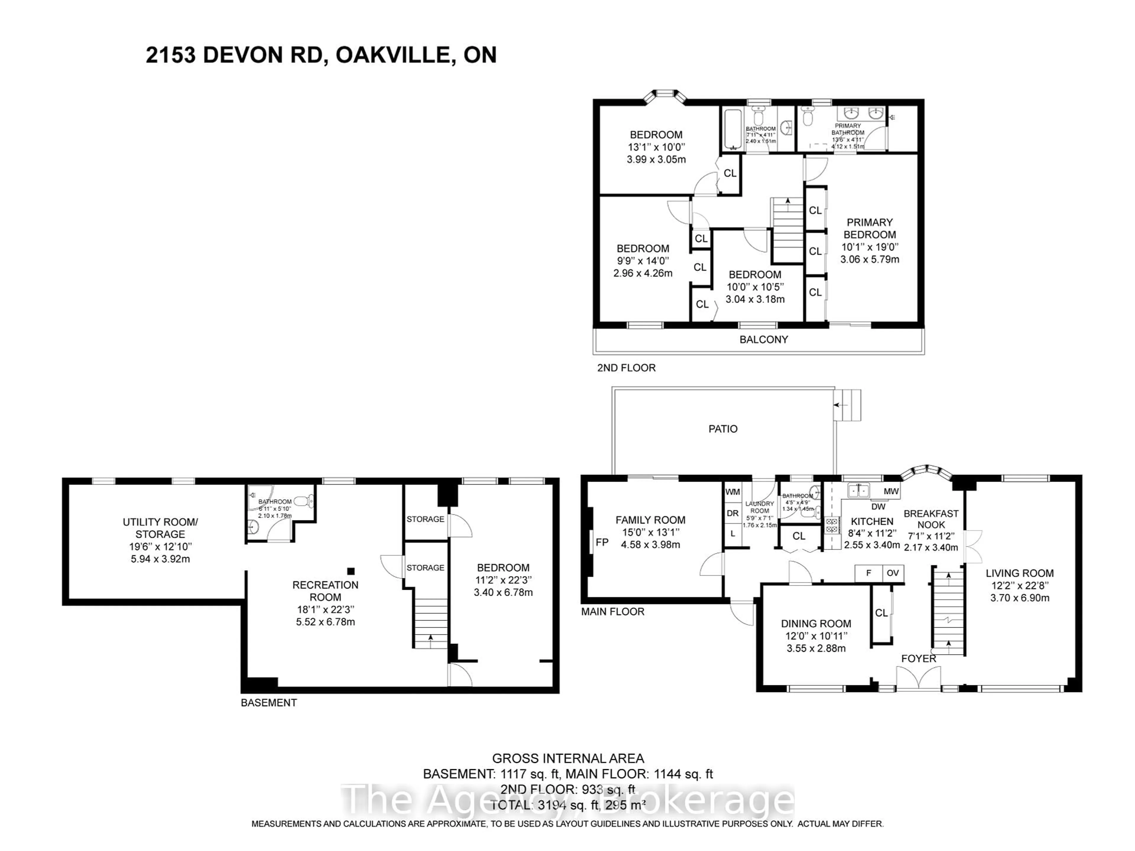 Floor plan for 2153 Devon Rd, Oakville Ontario L6J 5M1