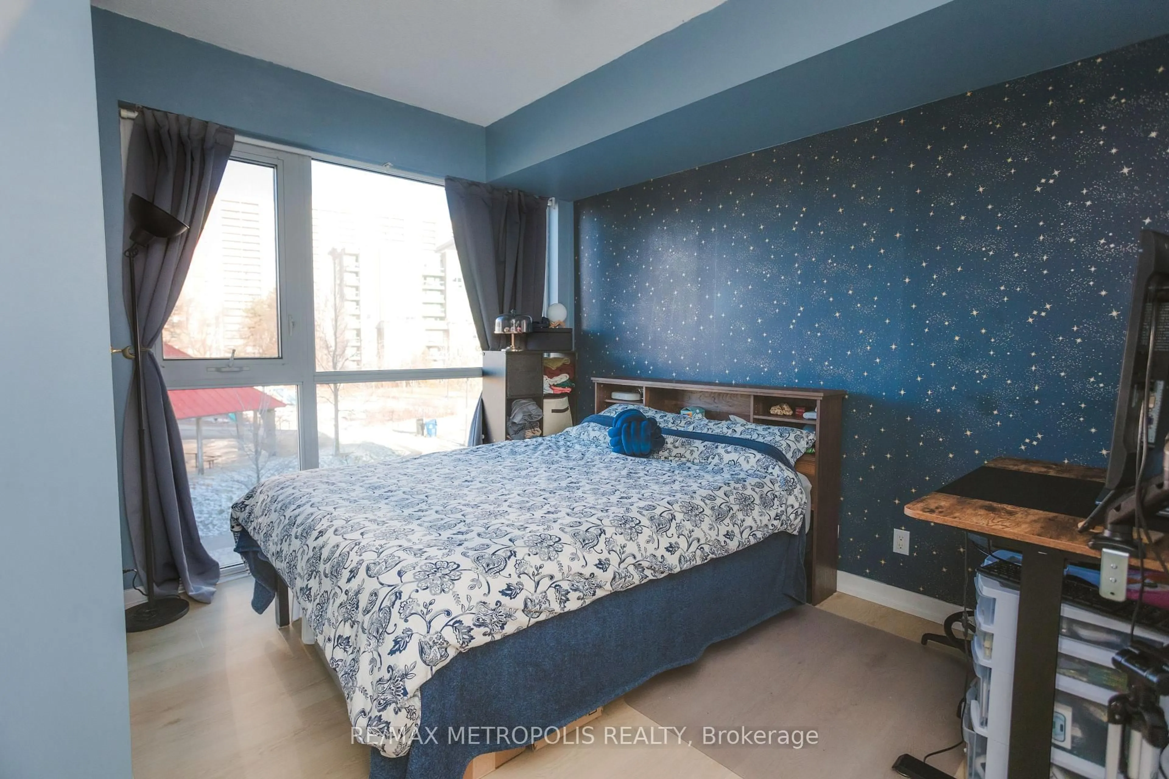 Bedroom with bed, unknown for 5101 Dundas St #203, Toronto Ontario M9A 5G8