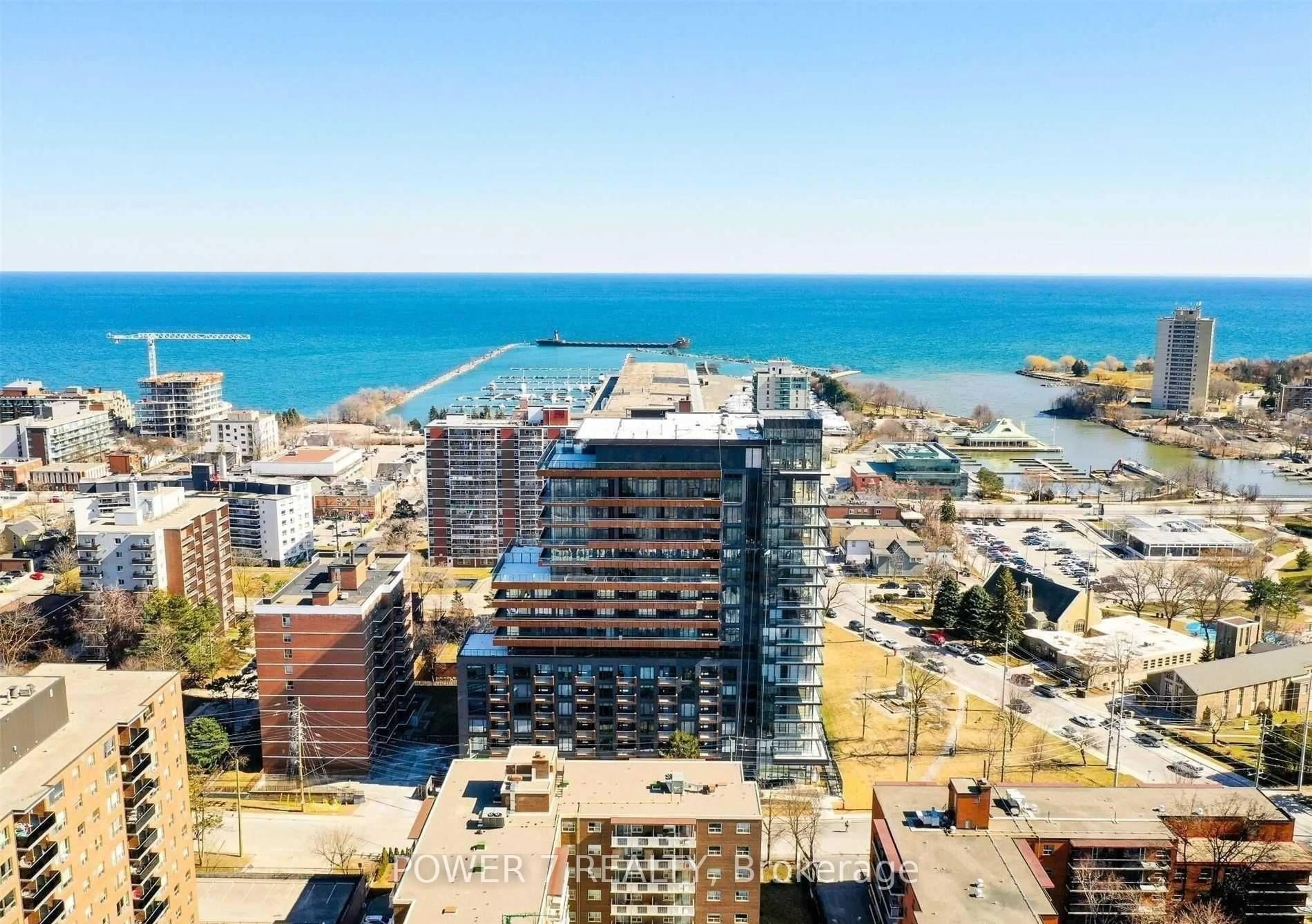 A pic from outside/outdoor area/front of a property/back of a property/a pic from drone, city buildings view from balcony for 21 Park St #1001, Mississauga Ontario L5G 1L7