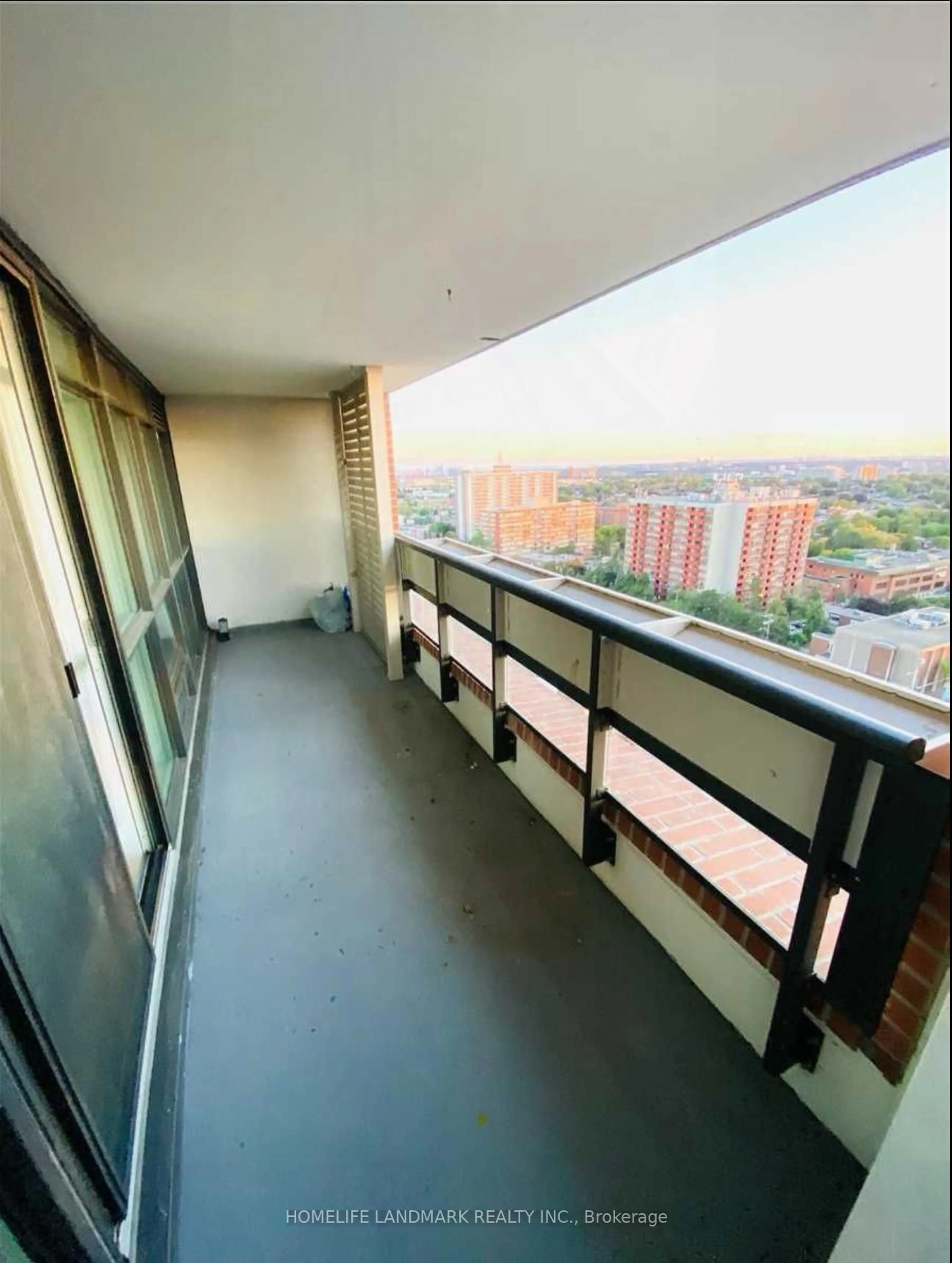Balcony in the apartment, city buildings view from balcony for 800 Lawrence Ave #1818, Toronto Ontario M6A 1C3