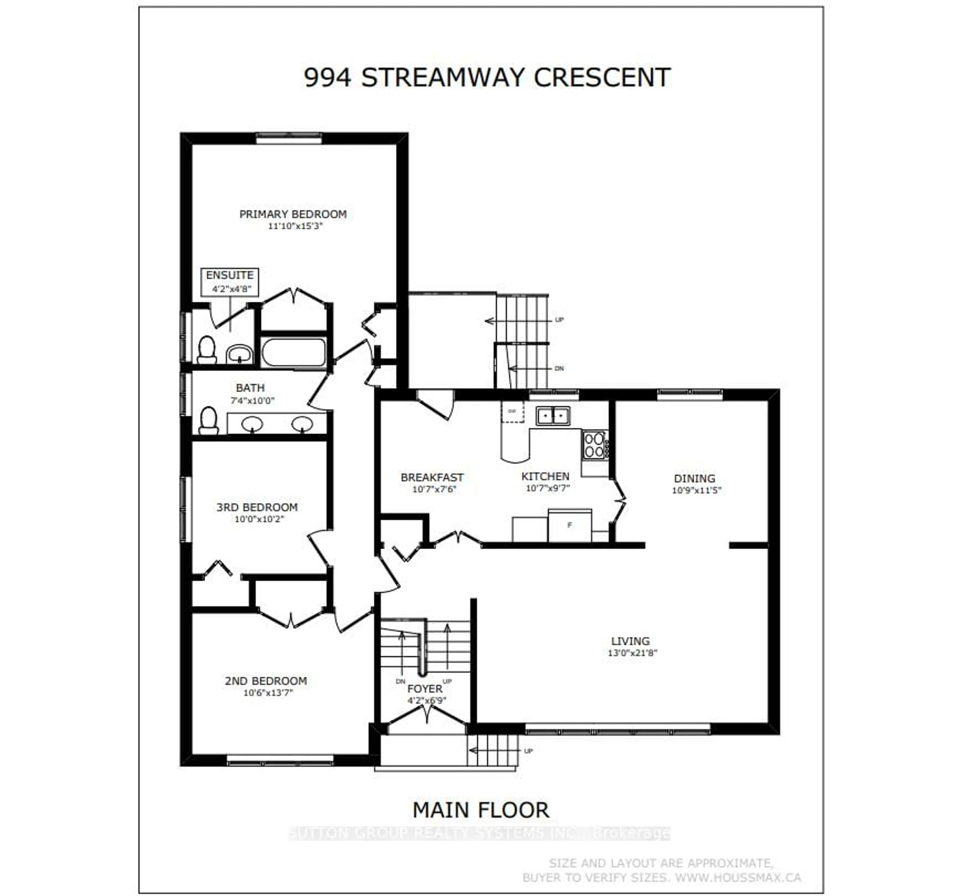 Floor plan for 994 Streamway Cres, Mississauga Ontario L4Y 2P4