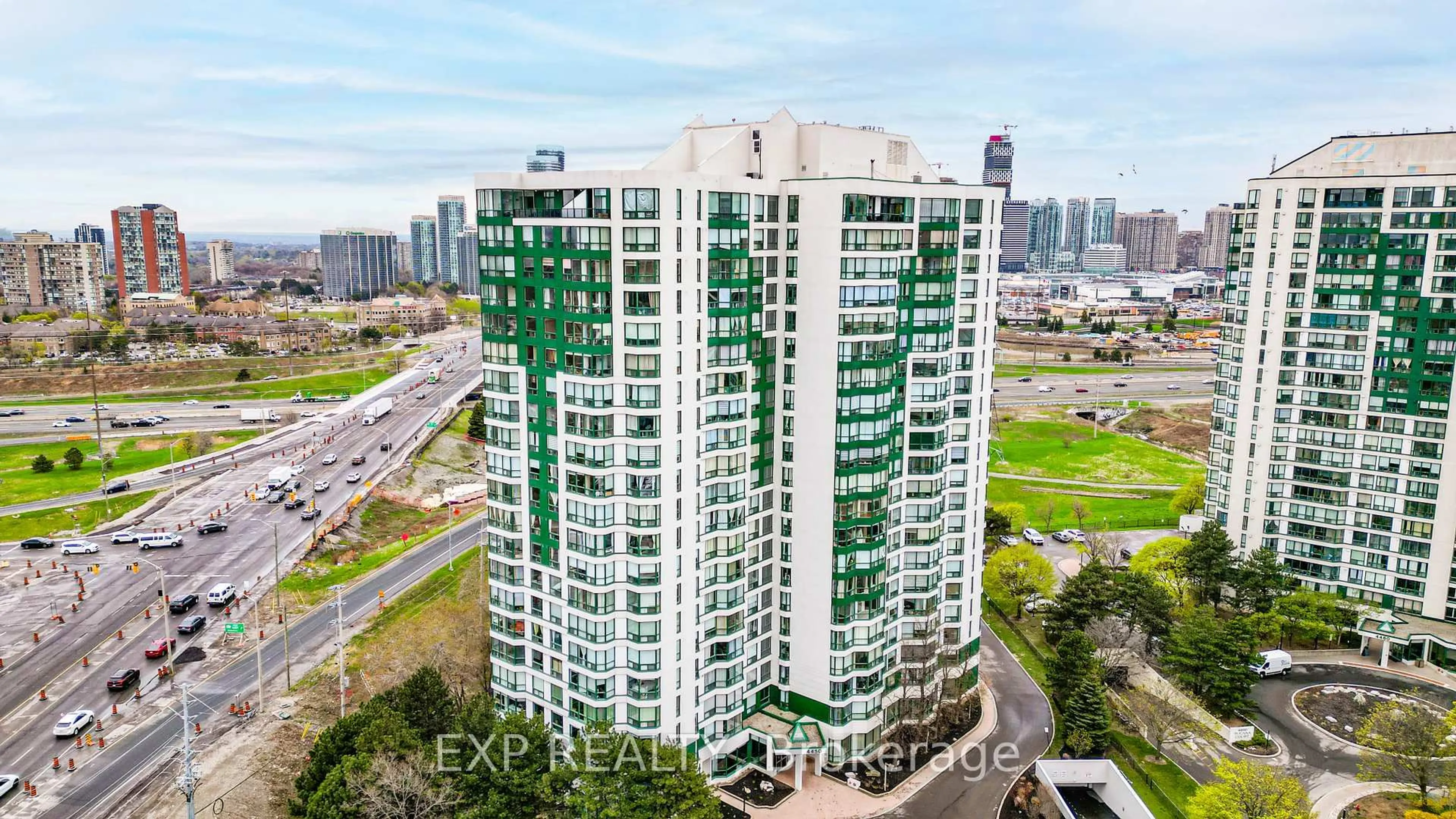 A pic from outside/outdoor area/front of a property/back of a property/a pic from drone, city buildings view from balcony for 4450 Tucana Crt #1003, Mississauga Ontario L5R 3R4