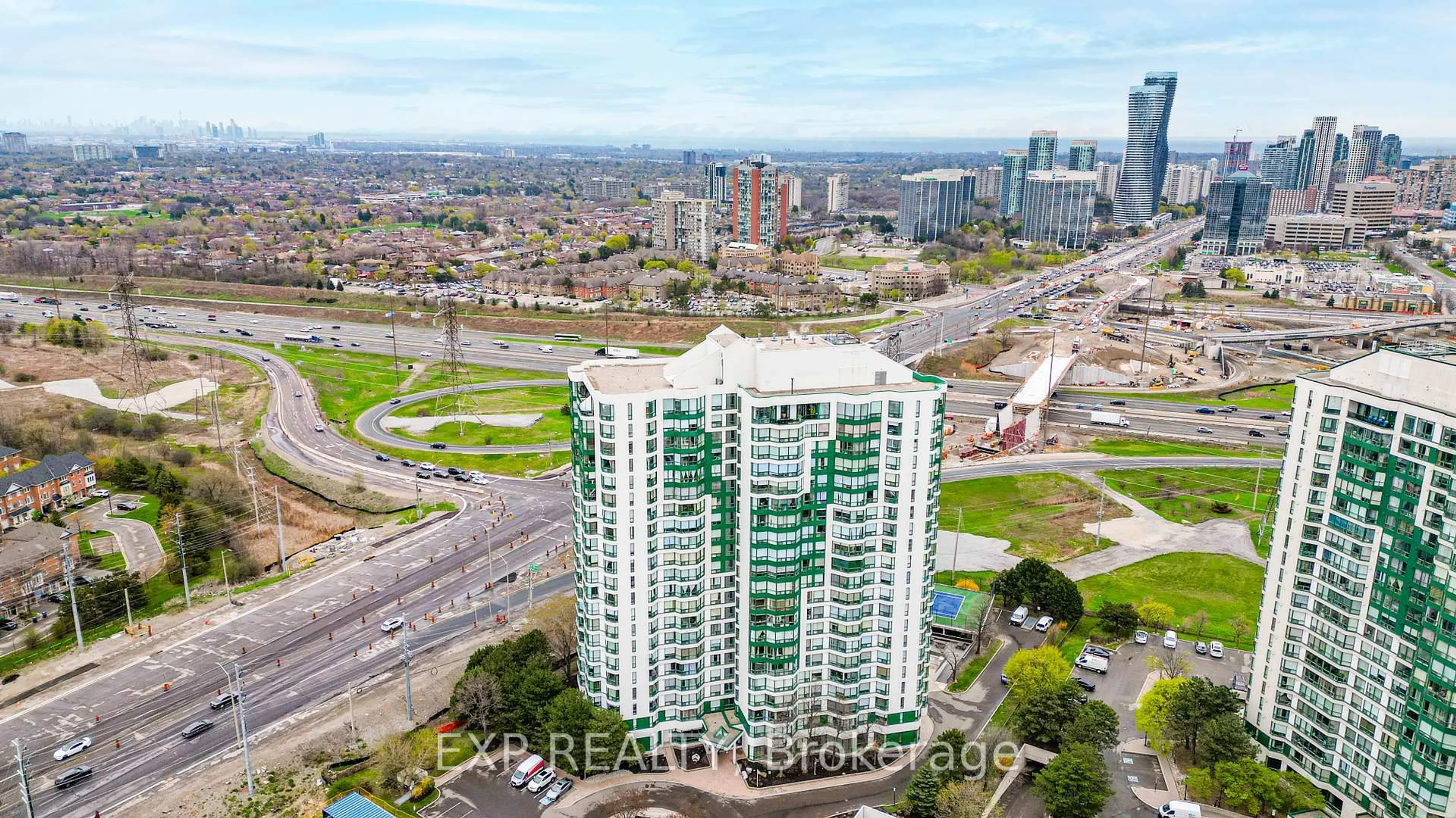 A pic from outside/outdoor area/front of a property/back of a property/a pic from drone, city buildings view from balcony for 4450 Tucana Crt #1003, Mississauga Ontario L5R 3R4