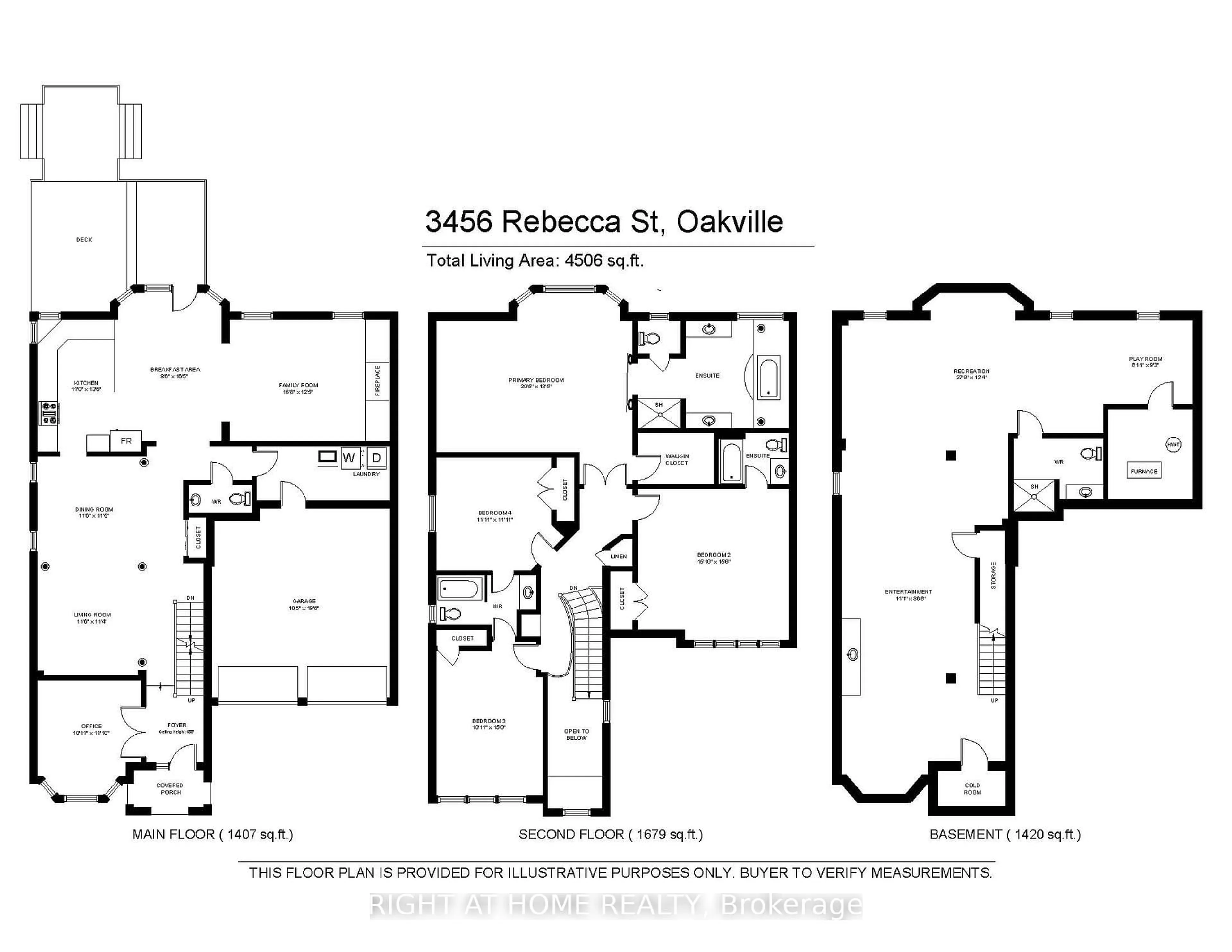 Floor plan for 3456 Rebecca St, Oakville Ontario L6L 6X9