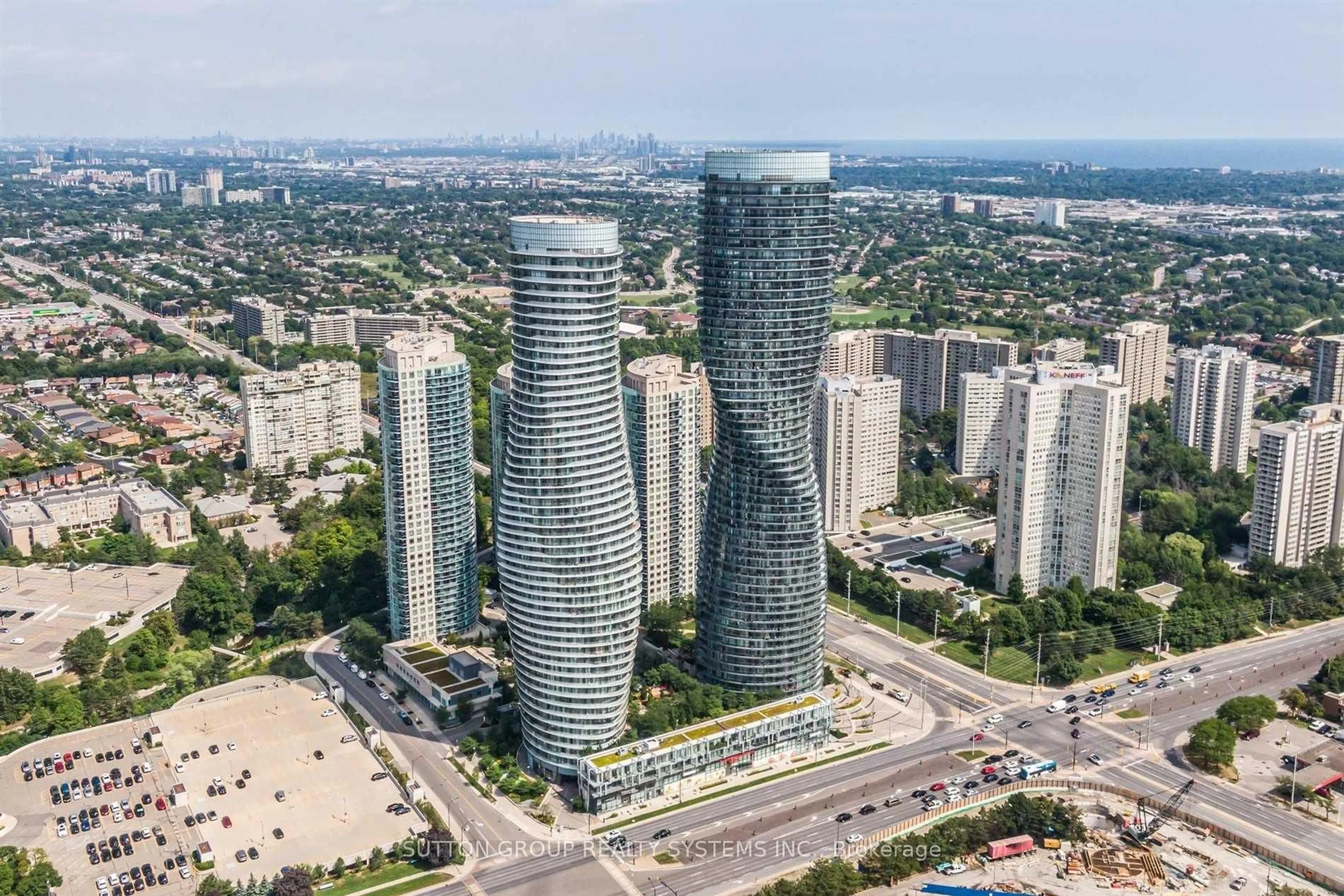A pic from outside/outdoor area/front of a property/back of a property/a pic from drone, city buildings view from balcony for 50 Absolute Ave ##1007, Mississauga Ontario L4Z 0A9
