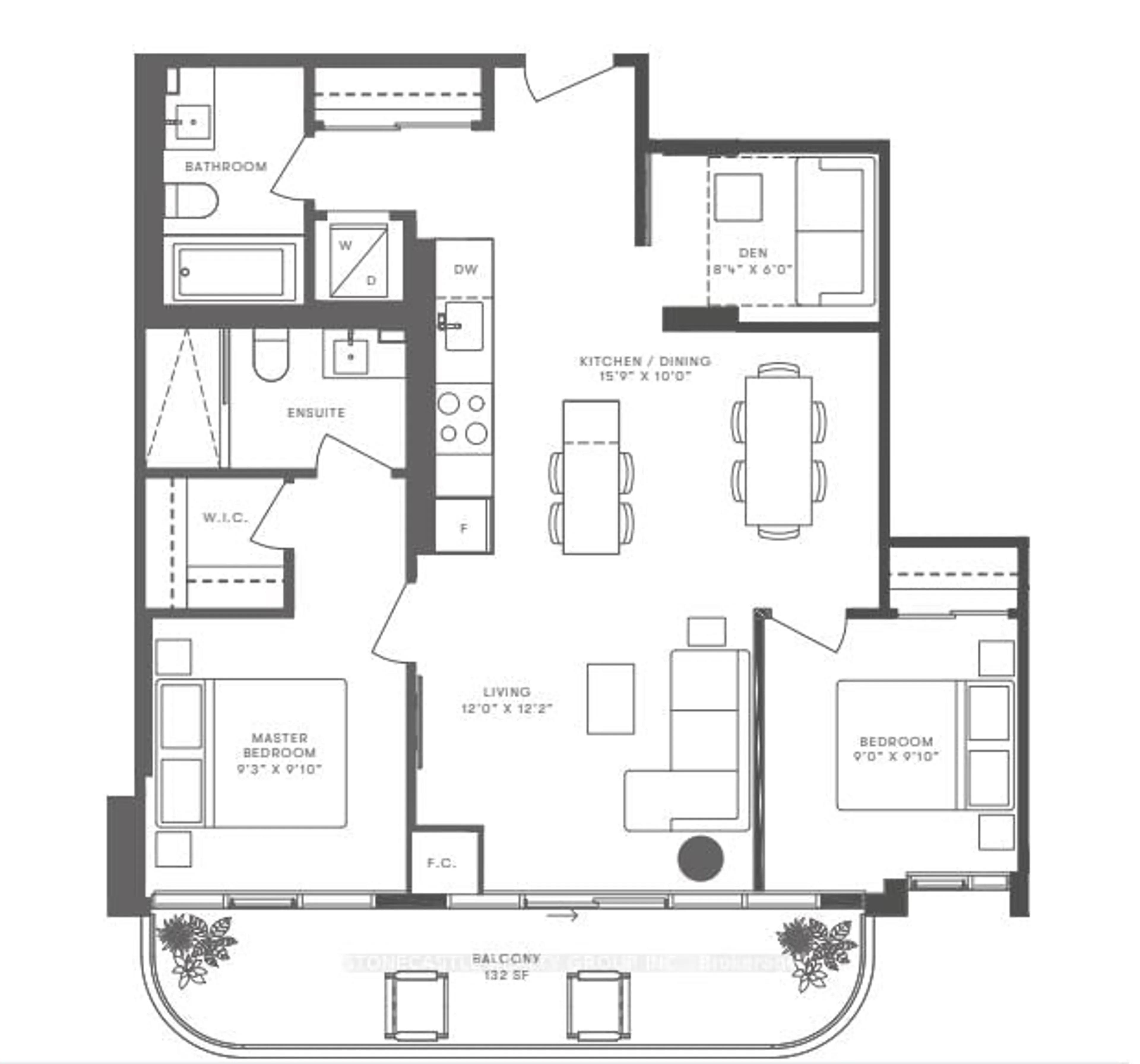 Floor plan for 220 Missinnihe Way #906, Mississauga Ontario L6A 5A8