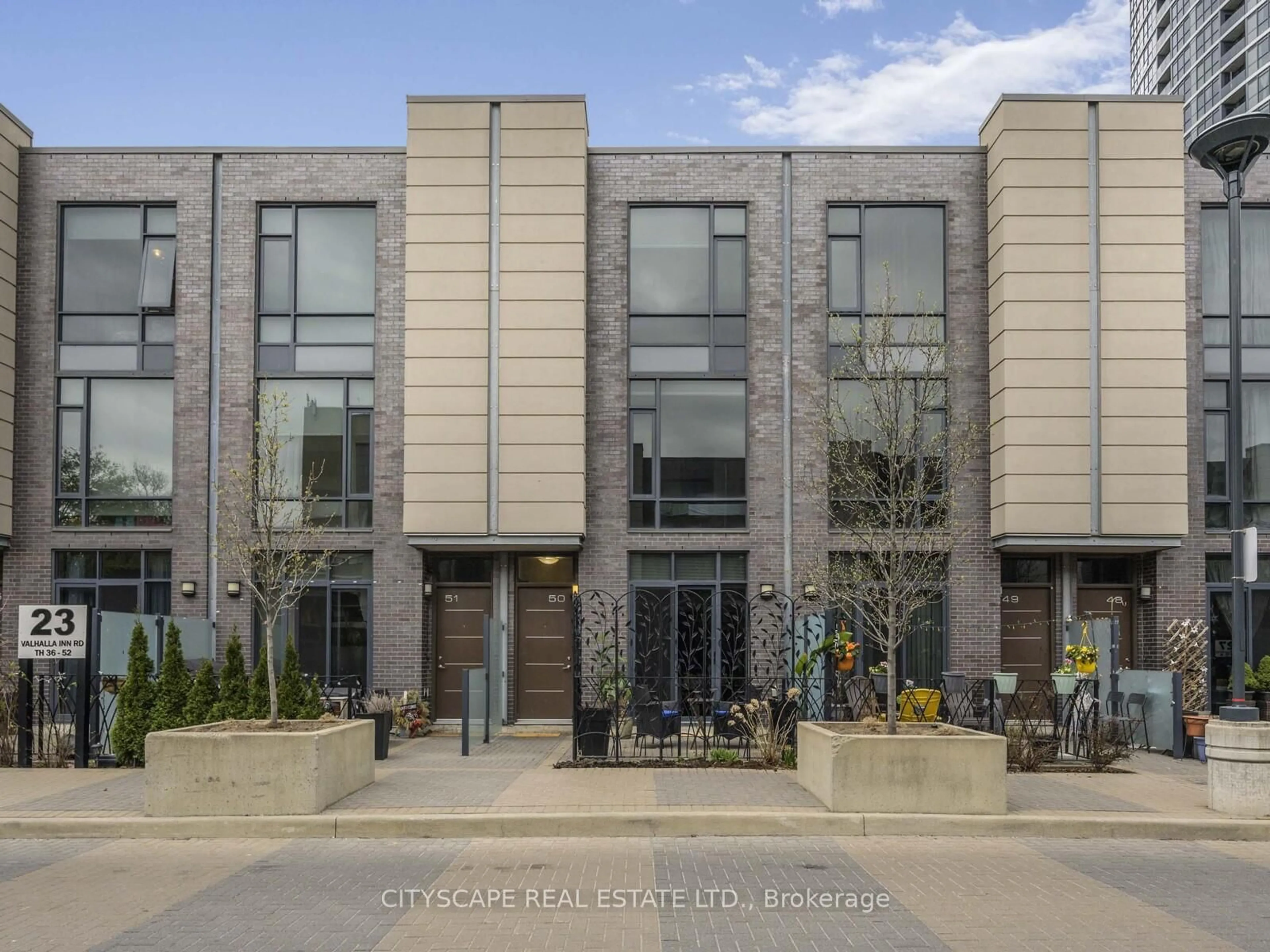 Home with brick exterior material, street for 23 Valhalla Inn Rd #50, Toronto Ontario M9B 1S9