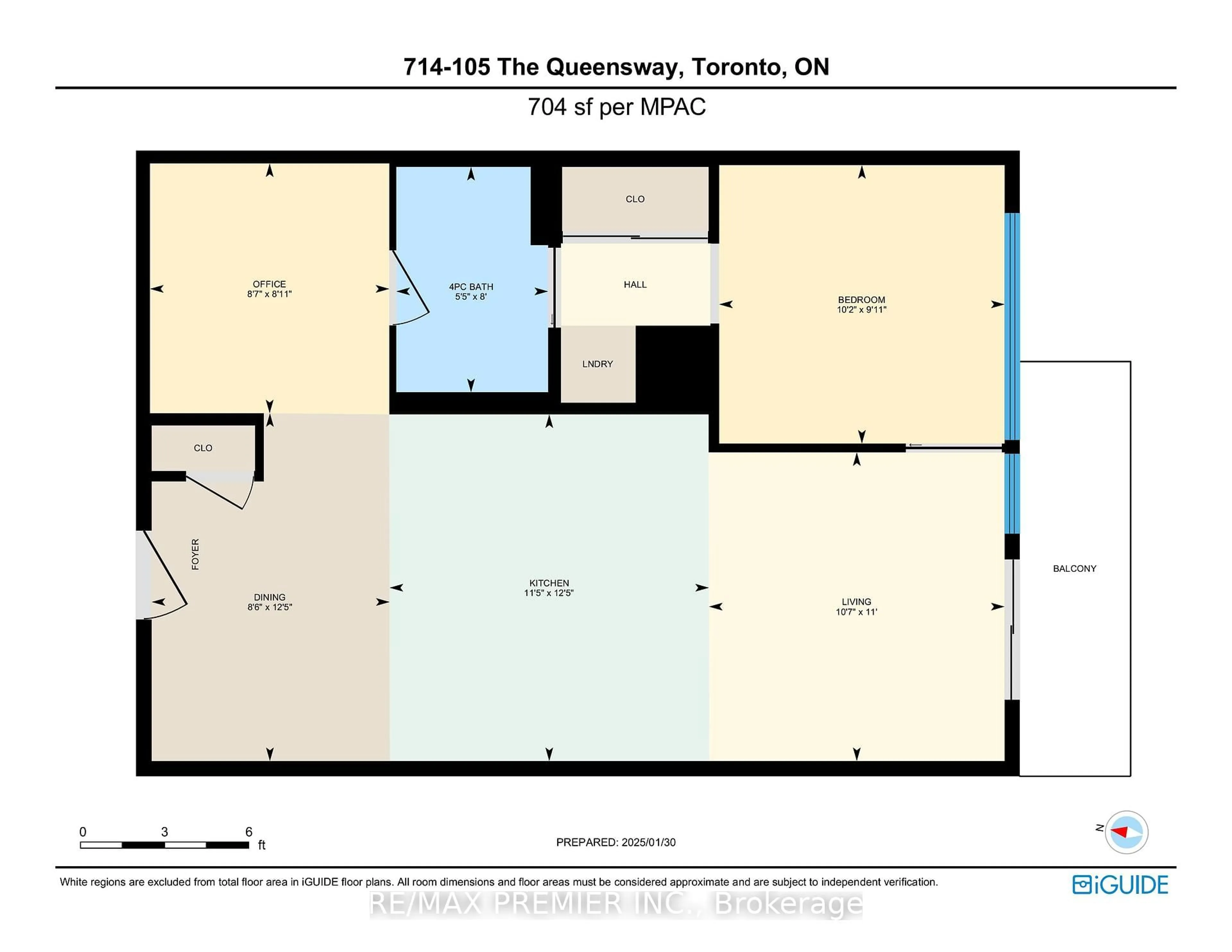 Floor plan for 105 The Queensway N/A #714, Toronto Ontario M6S 5B5