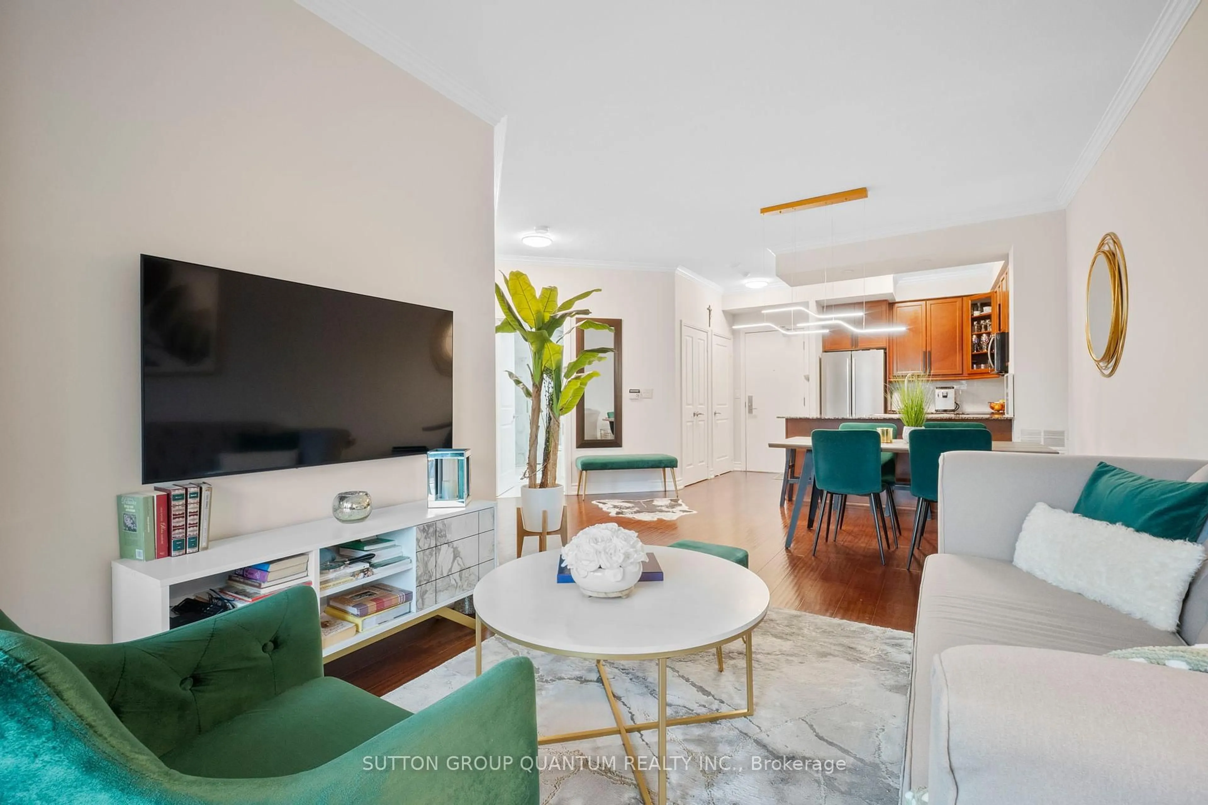 Living room with furniture, unknown for 90 Absolute Ave #302, Mississauga Ontario L4Z 0A3