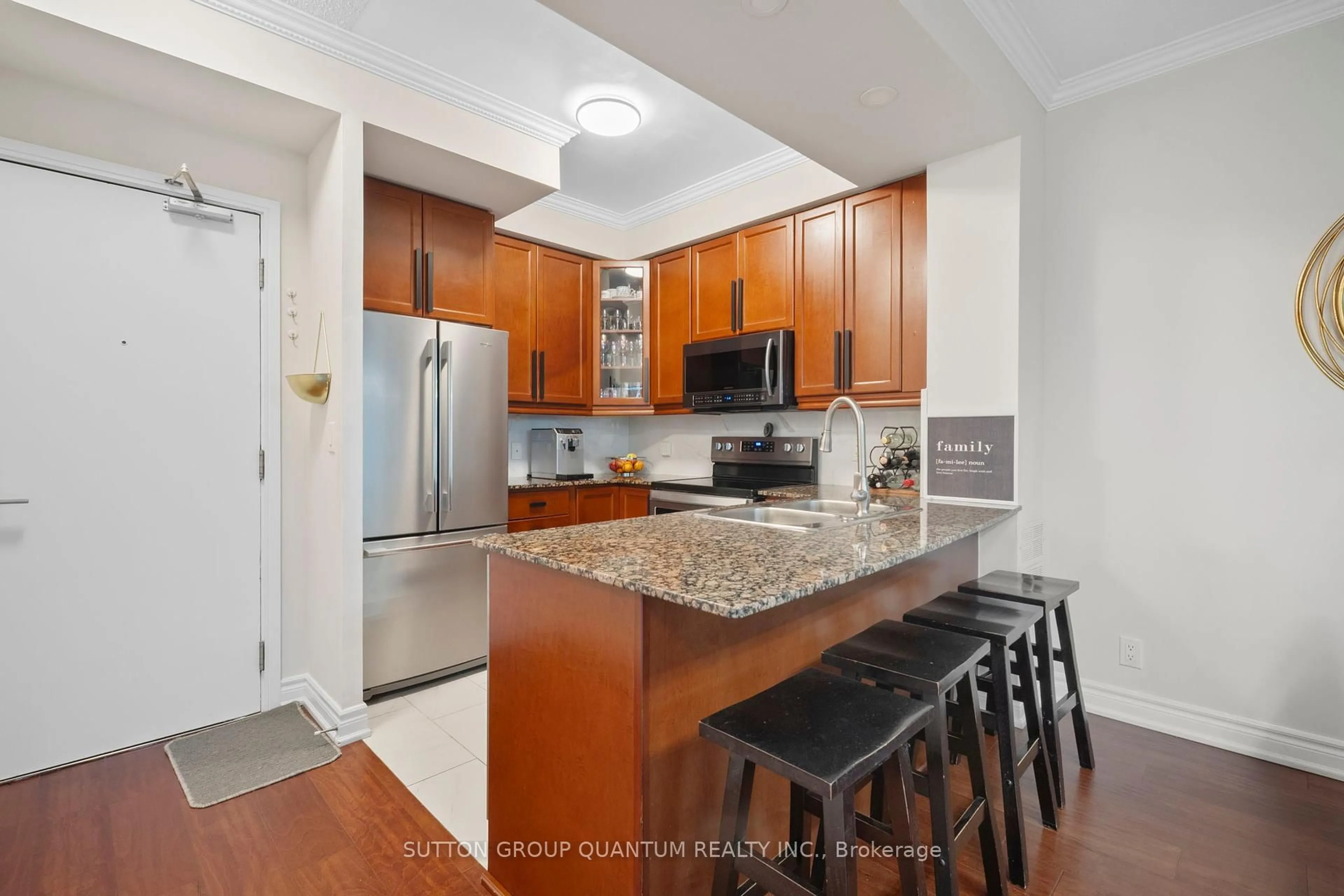 Standard kitchen, ceramic/tile floor for 90 Absolute Ave #302, Mississauga Ontario L4Z 0A3