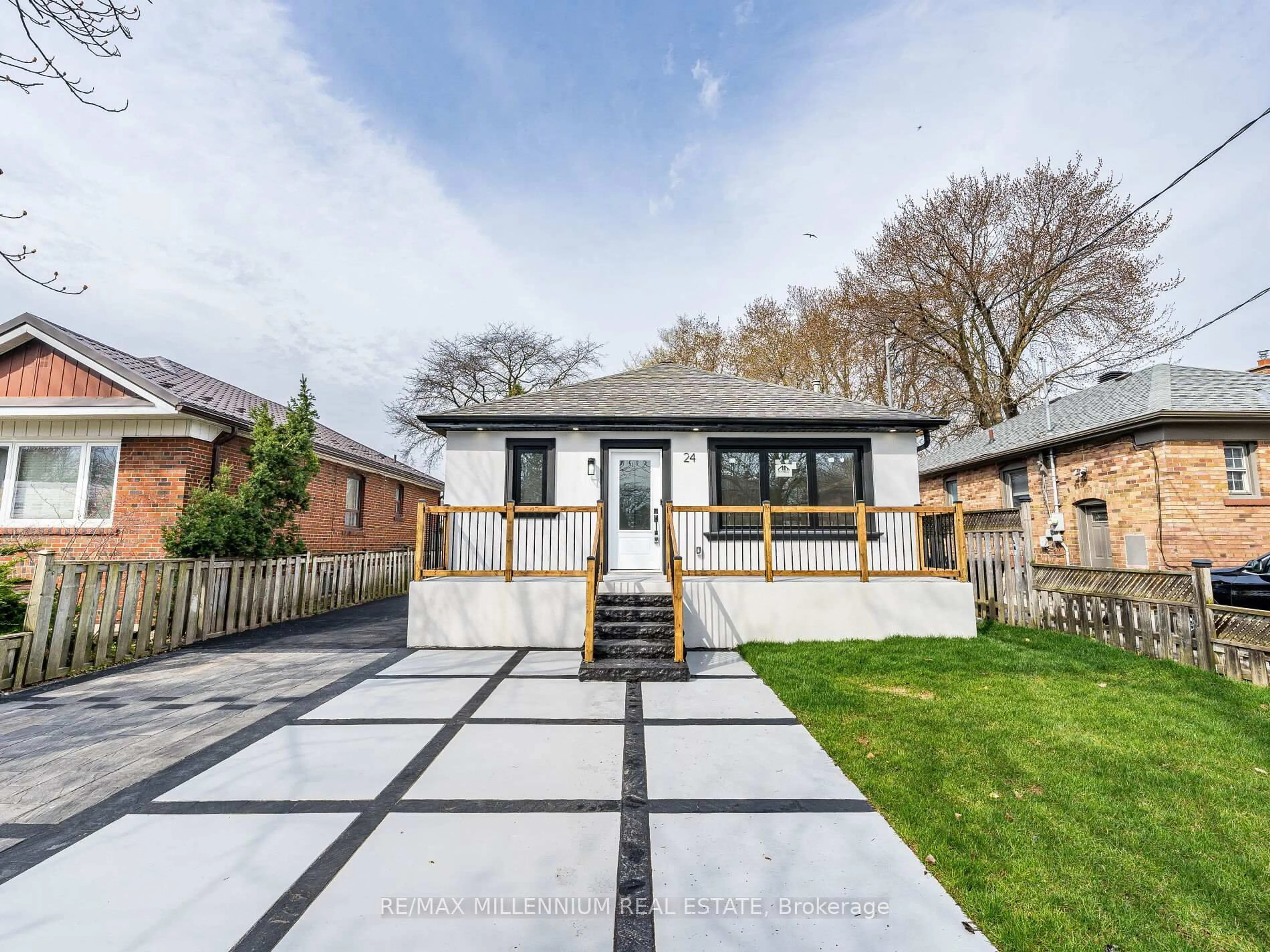 Home with brick exterior material, street for 24 Treeview Dr, Toronto Ontario M8W 4B9