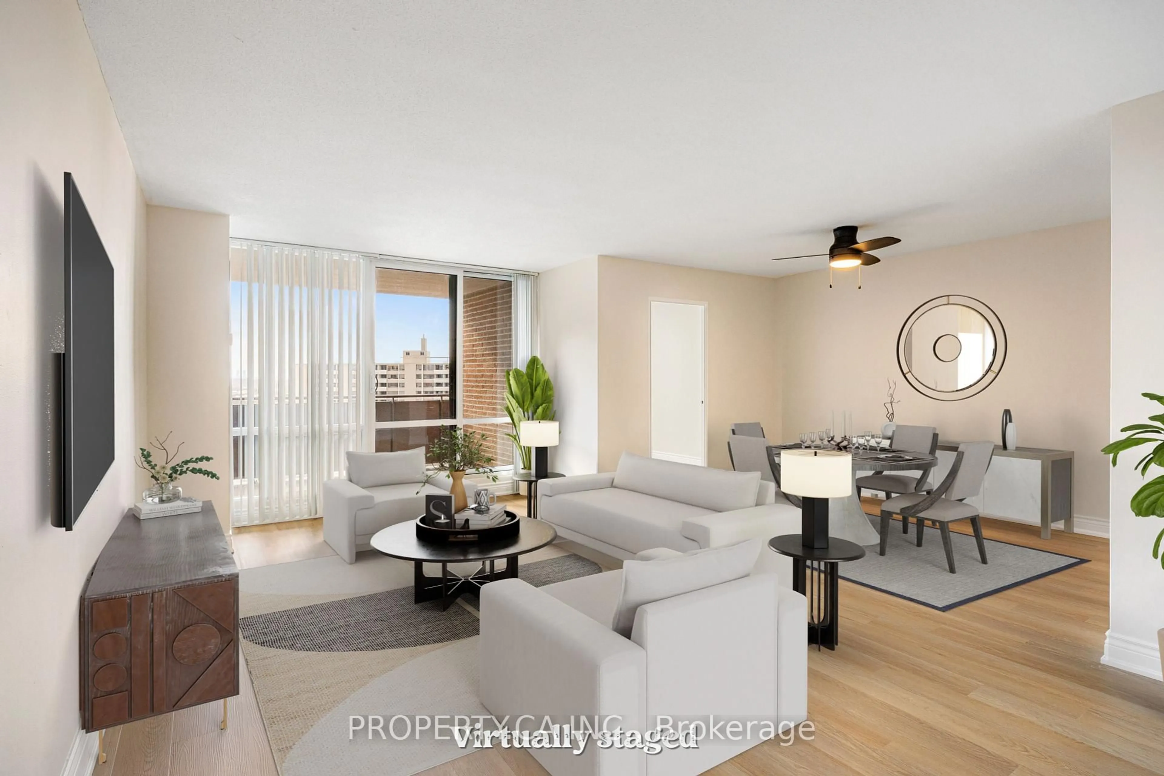 Living room with furniture, floor is not visible for 716 The West Mall N/A #1107, Toronto Ontario M9C 4X6