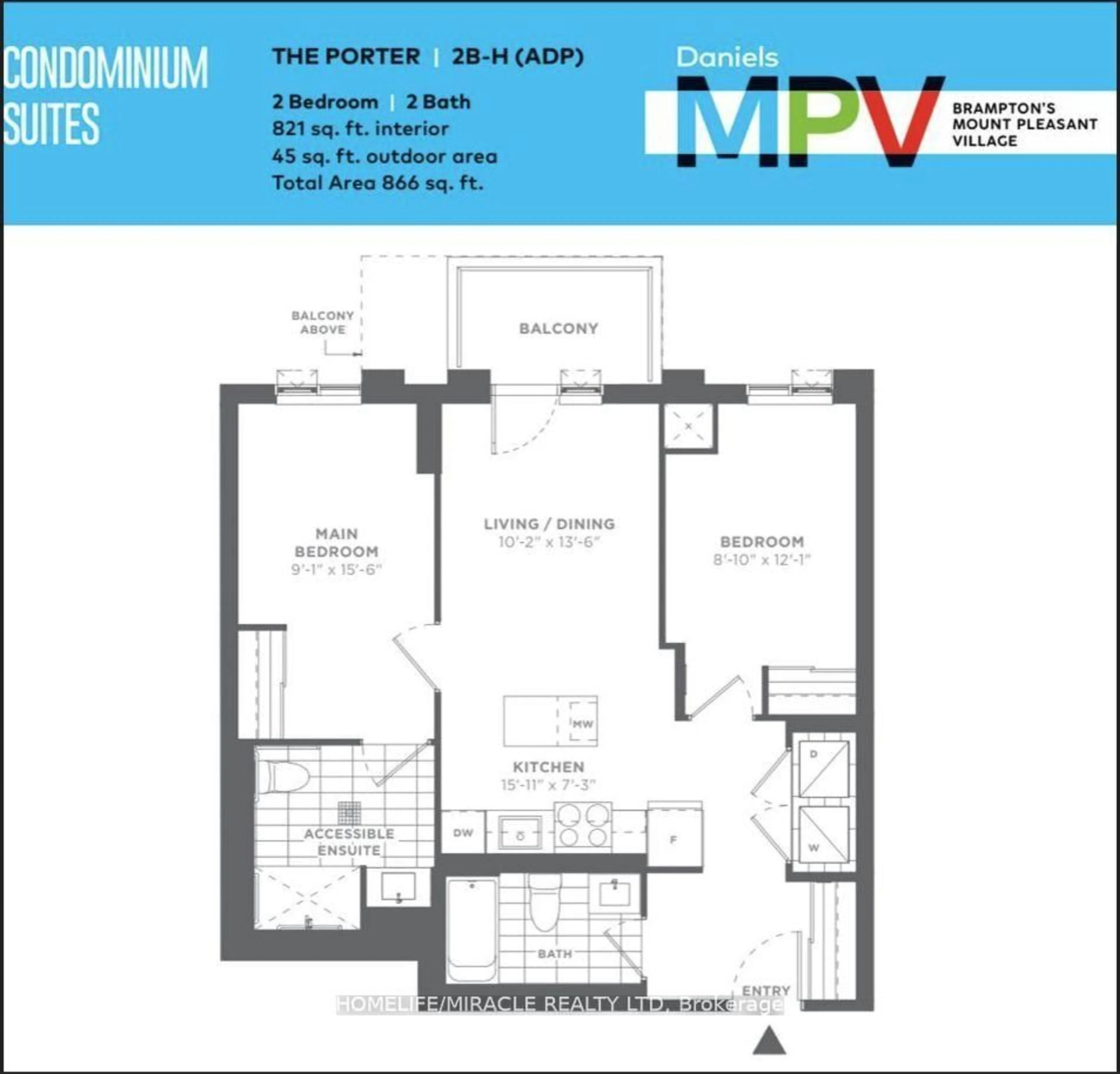 Floor plan for 10 Lagerfeld Dr #306, Brampton Ontario L7A 5L3