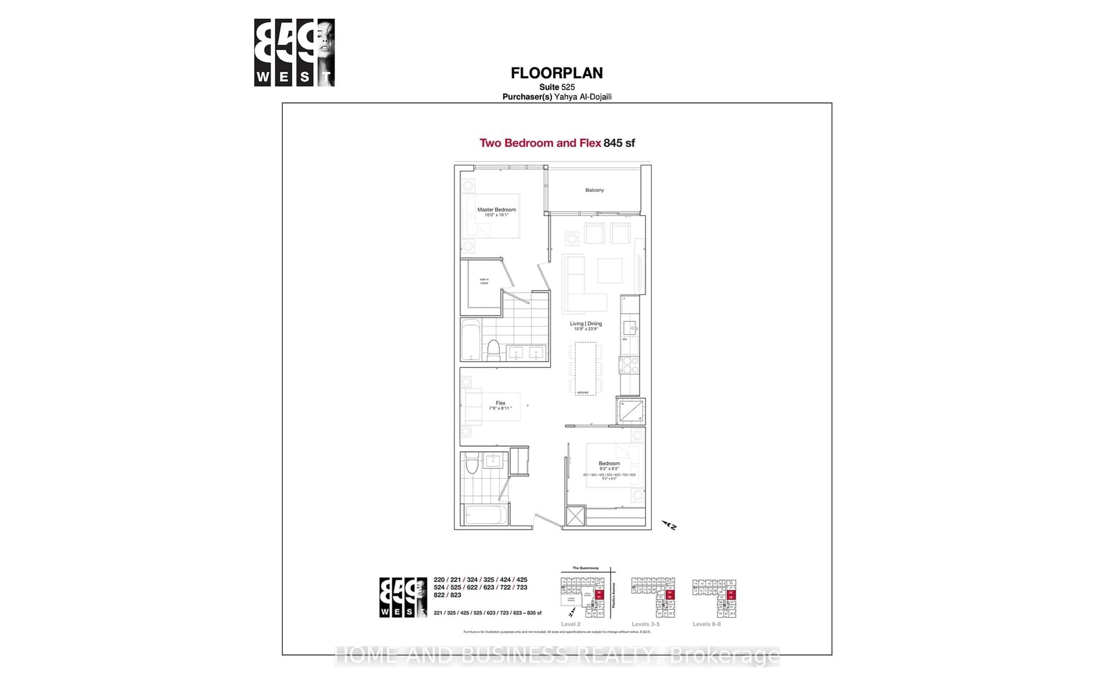 Floor plan for 859 The Queensway N/A #525, Toronto Ontario M8Z 1N8