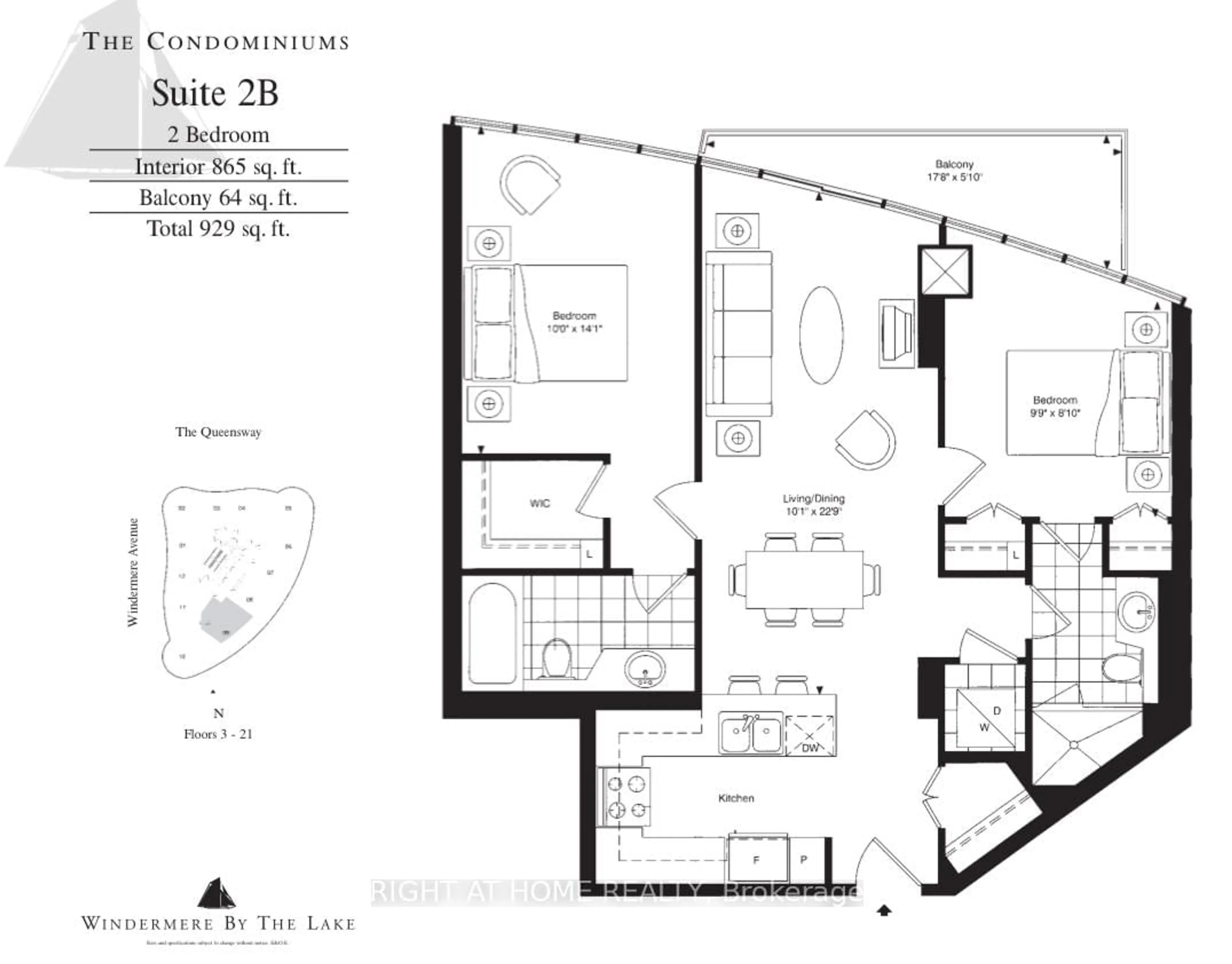 Floor plan for 15 Windermere Ave #809, Toronto Ontario M6S 5A2