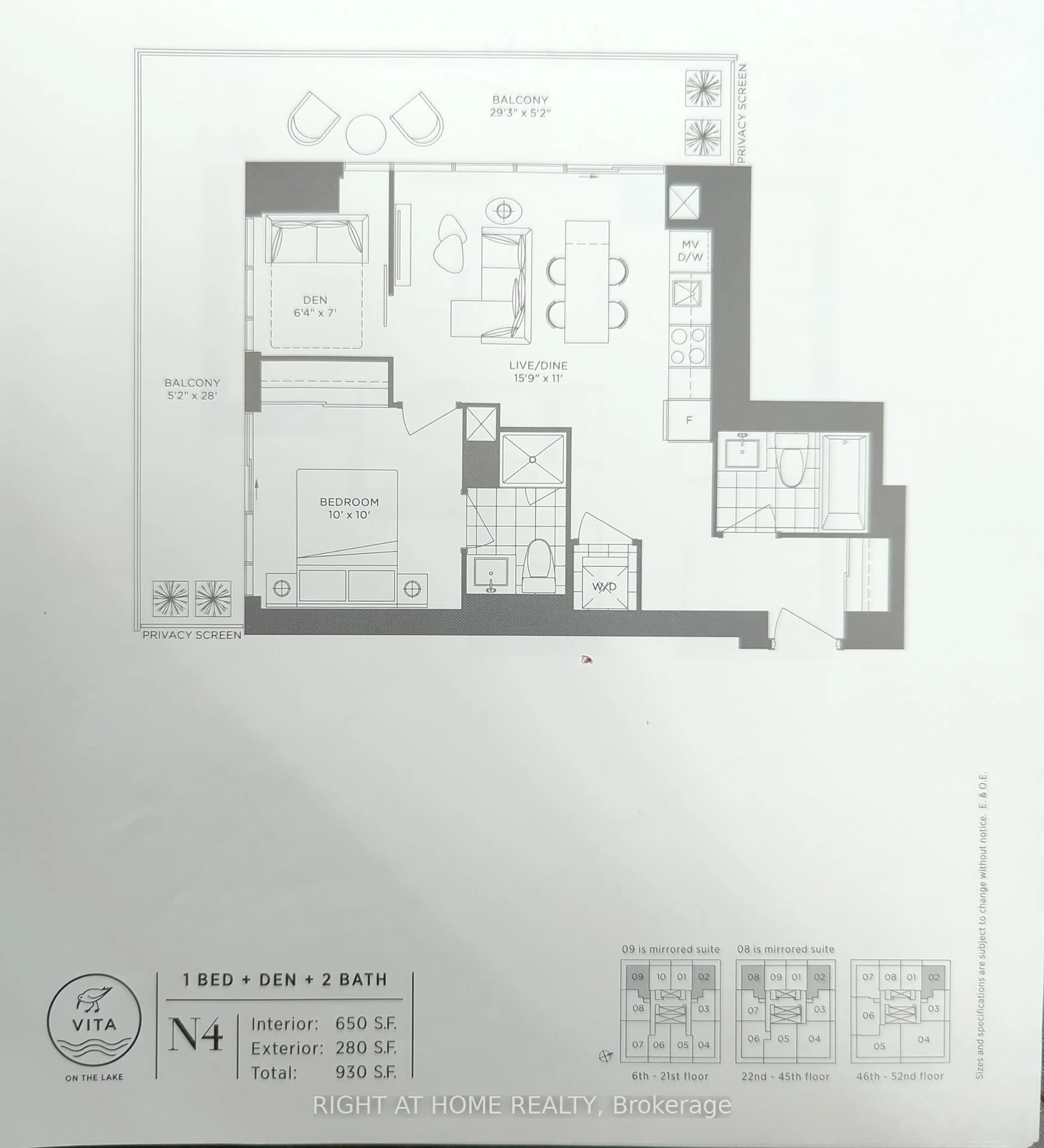 Floor plan for 70 Annie Craig Dr #5002, Toronto Ontario M8V 0G2