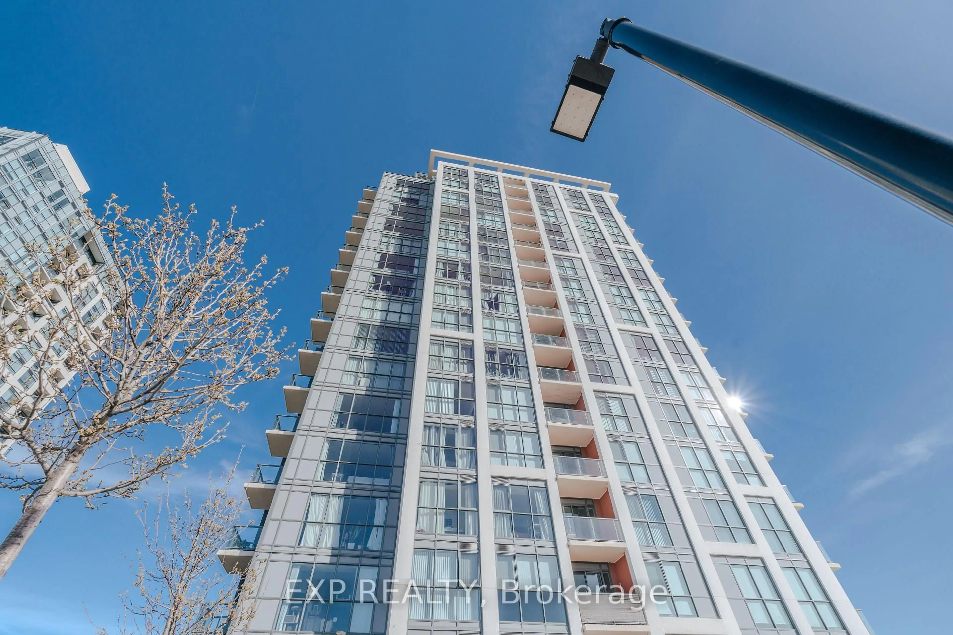 A pic from outside/outdoor area/front of a property/back of a property/a pic from drone, building for 50 Thomas Riley Rd #1104, Toronto Ontario M9B 0C5
