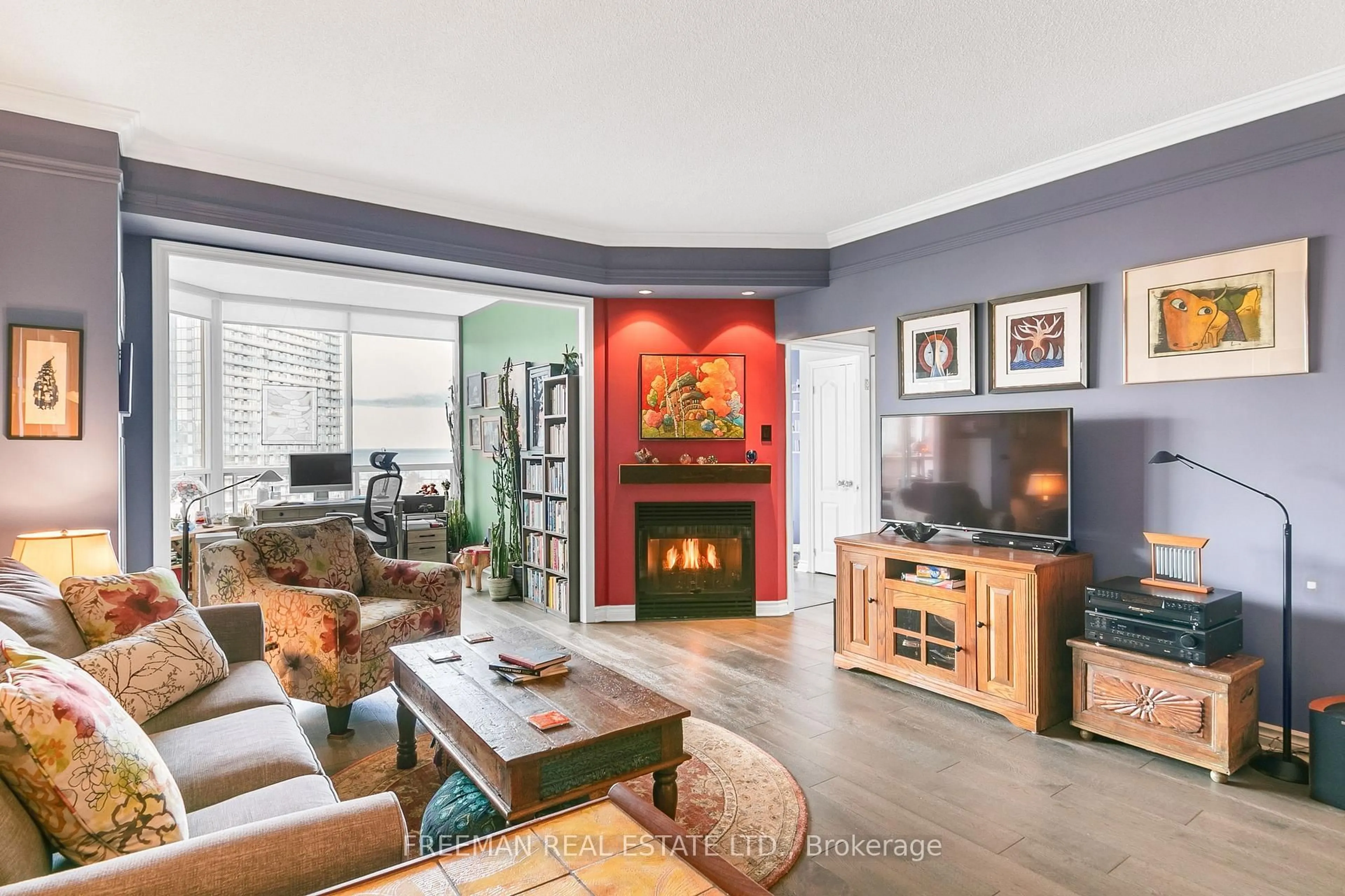 Living room with furniture, wood/laminate floor for 1 RIPLEY Ave #801, Toronto Ontario M6S 4Z6