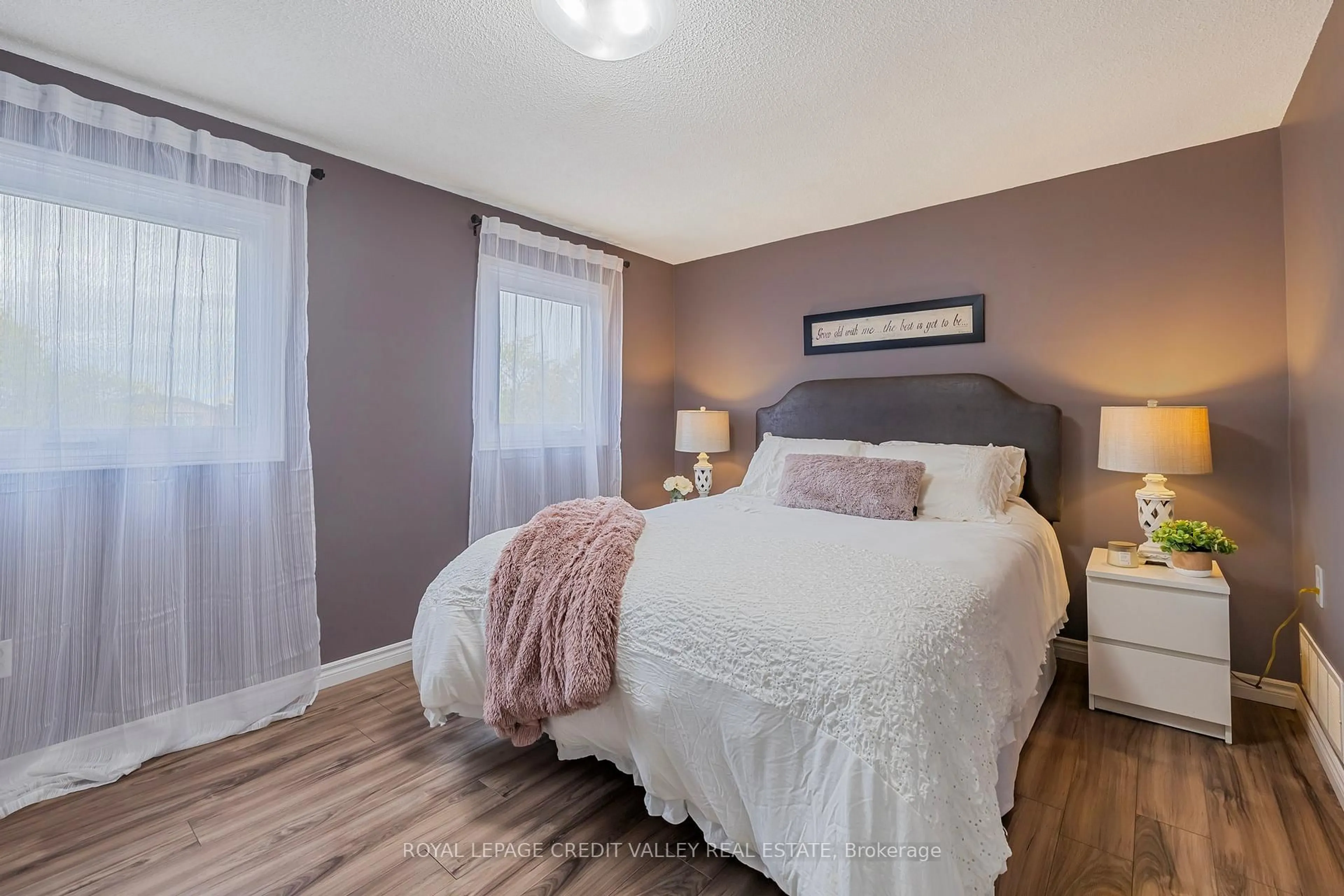 Bedroom with bed, wood/laminate floor for 65 Martindale Cres, Brampton Ontario L6X 2V7