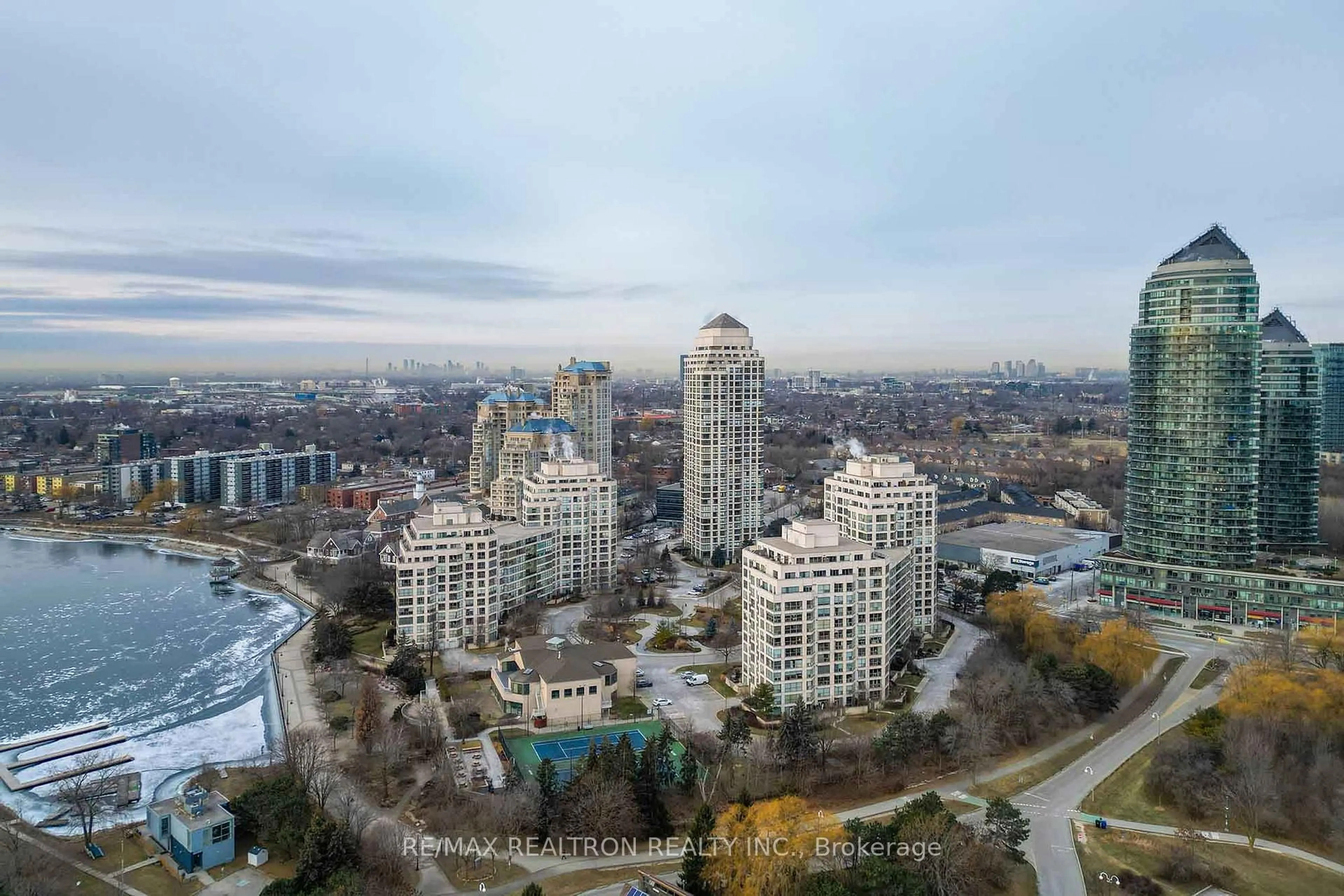 A pic from outside/outdoor area/front of a property/back of a property/a pic from drone, city buildings view from balcony for 2267 Lake Shore Blvd #411, Toronto Ontario M8V 3X2