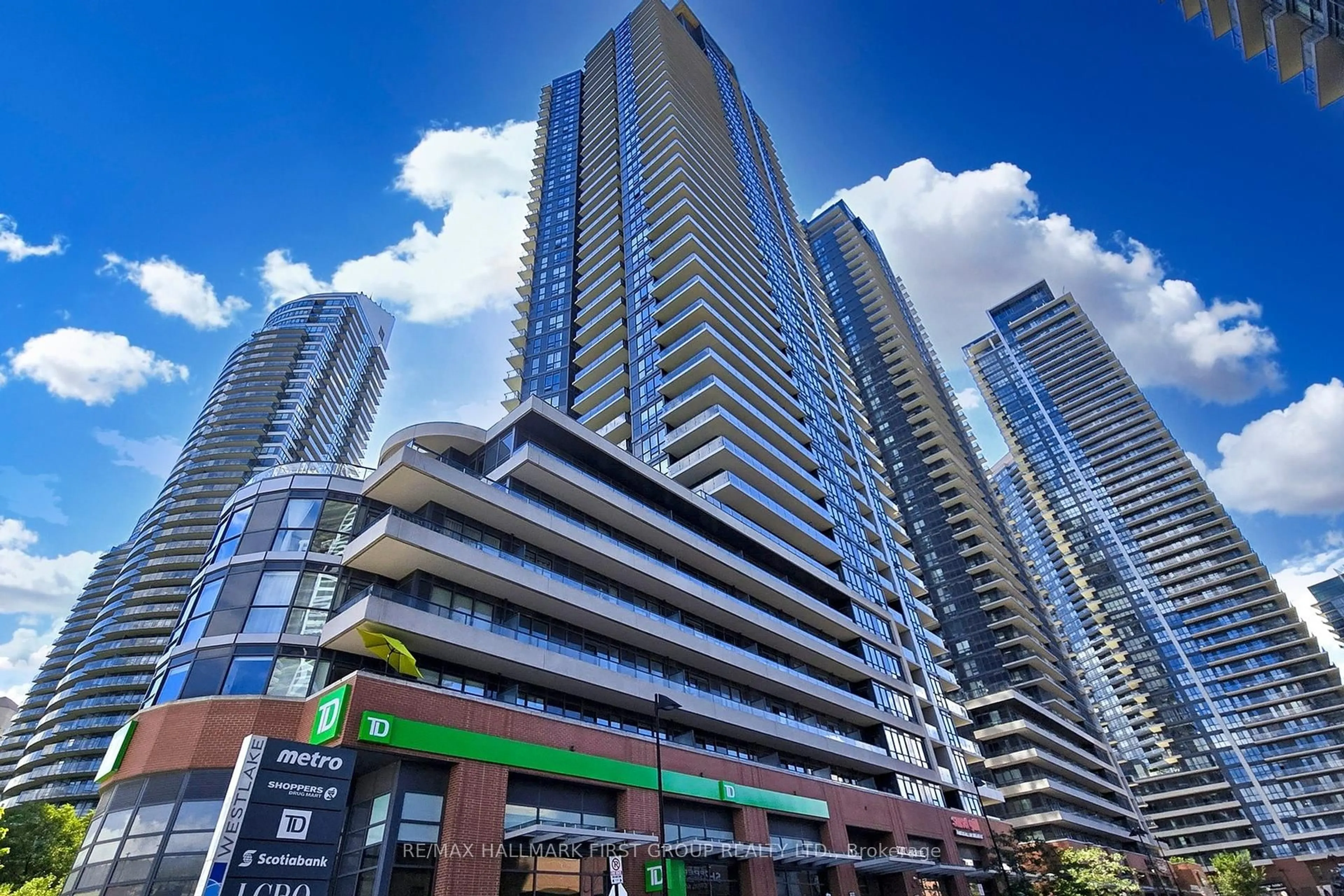 Patio, city buildings view from balcony for 2212 Lakeshore Blvd #713, Toronto Ontario M8V 0C2