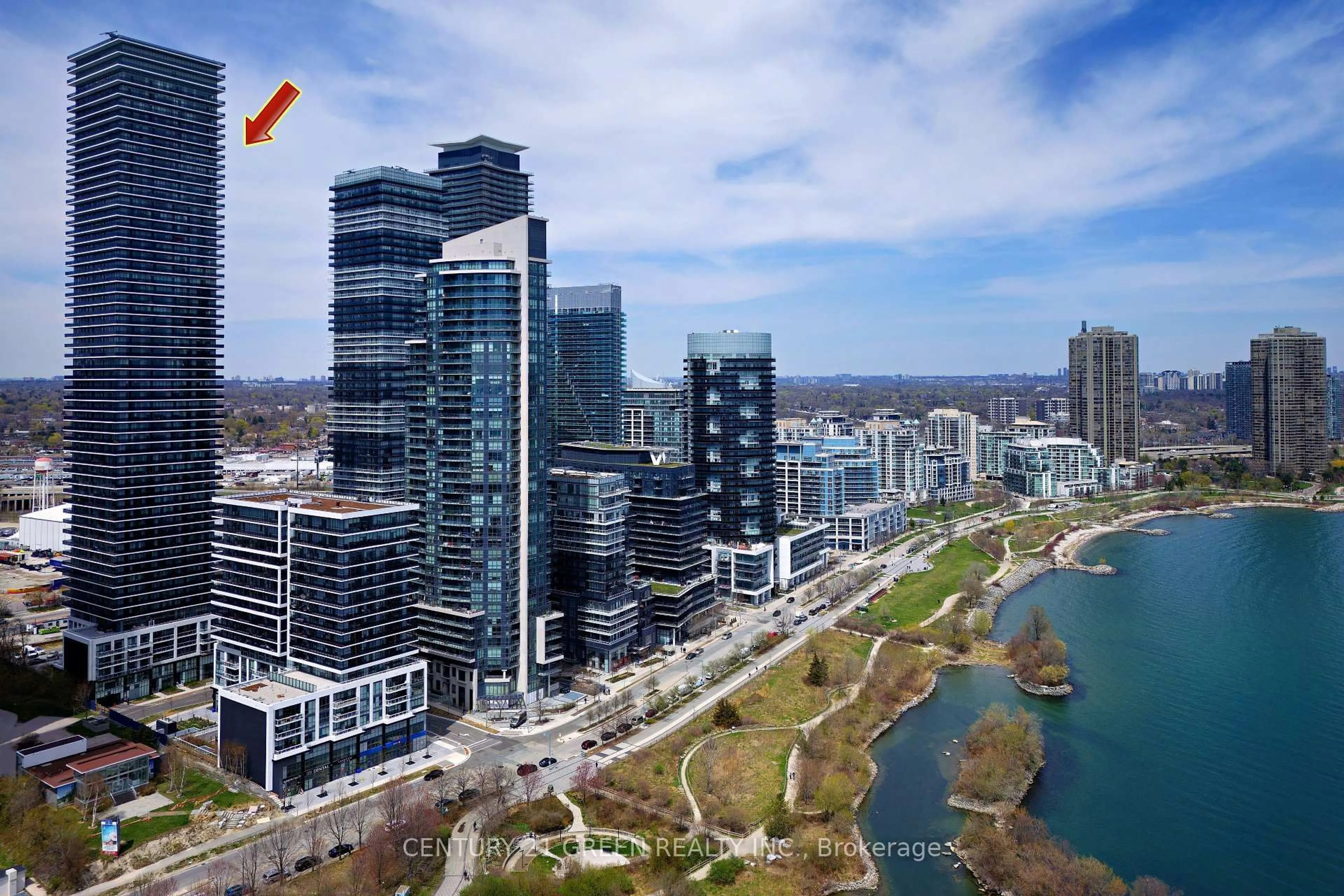 A pic from outside/outdoor area/front of a property/back of a property/a pic from drone, city buildings view from balcony for 70 Annie Craig Dr #708, Toronto Ontario M8V 0G2