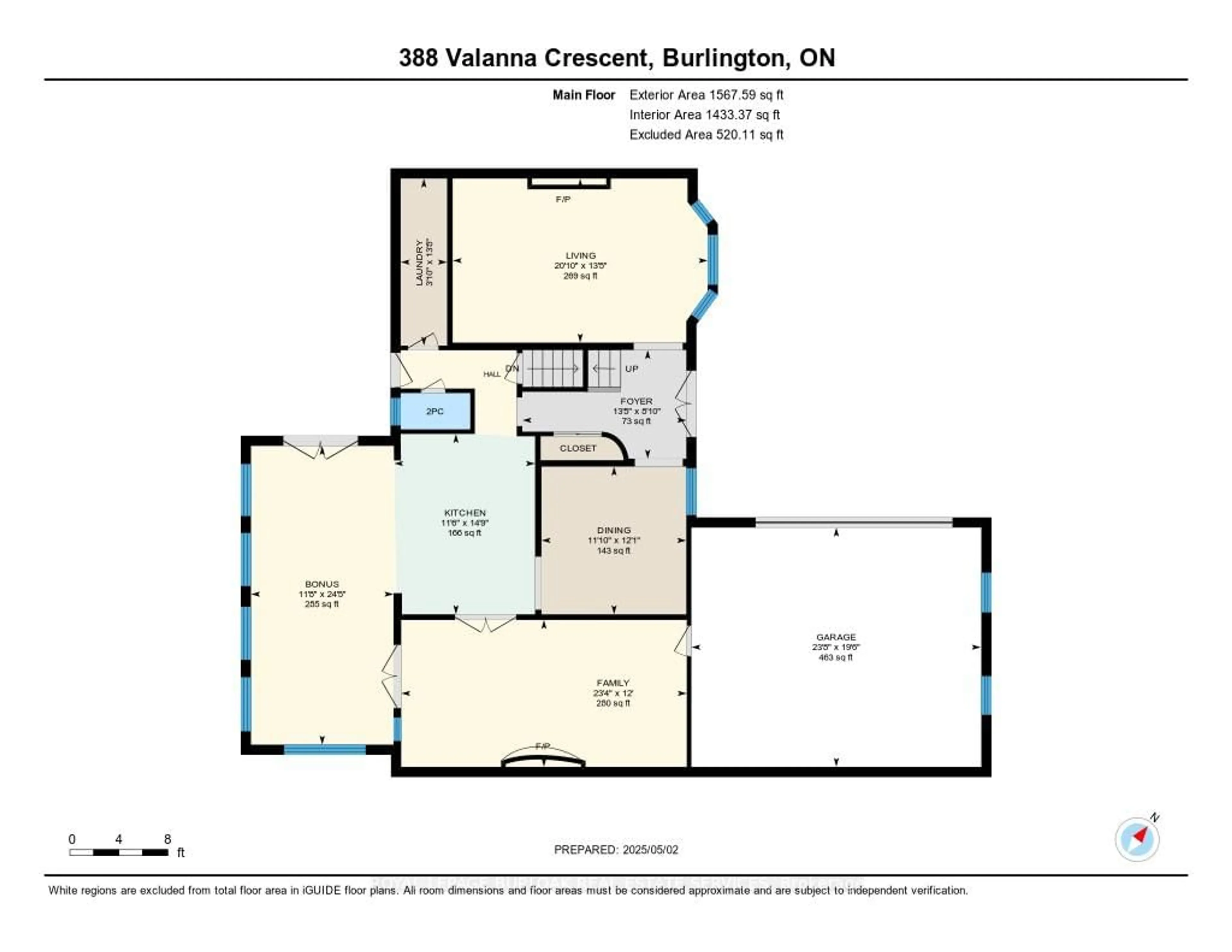 Floor plan for 388 Valanna Cres, Burlington Ontario L7L 2K9