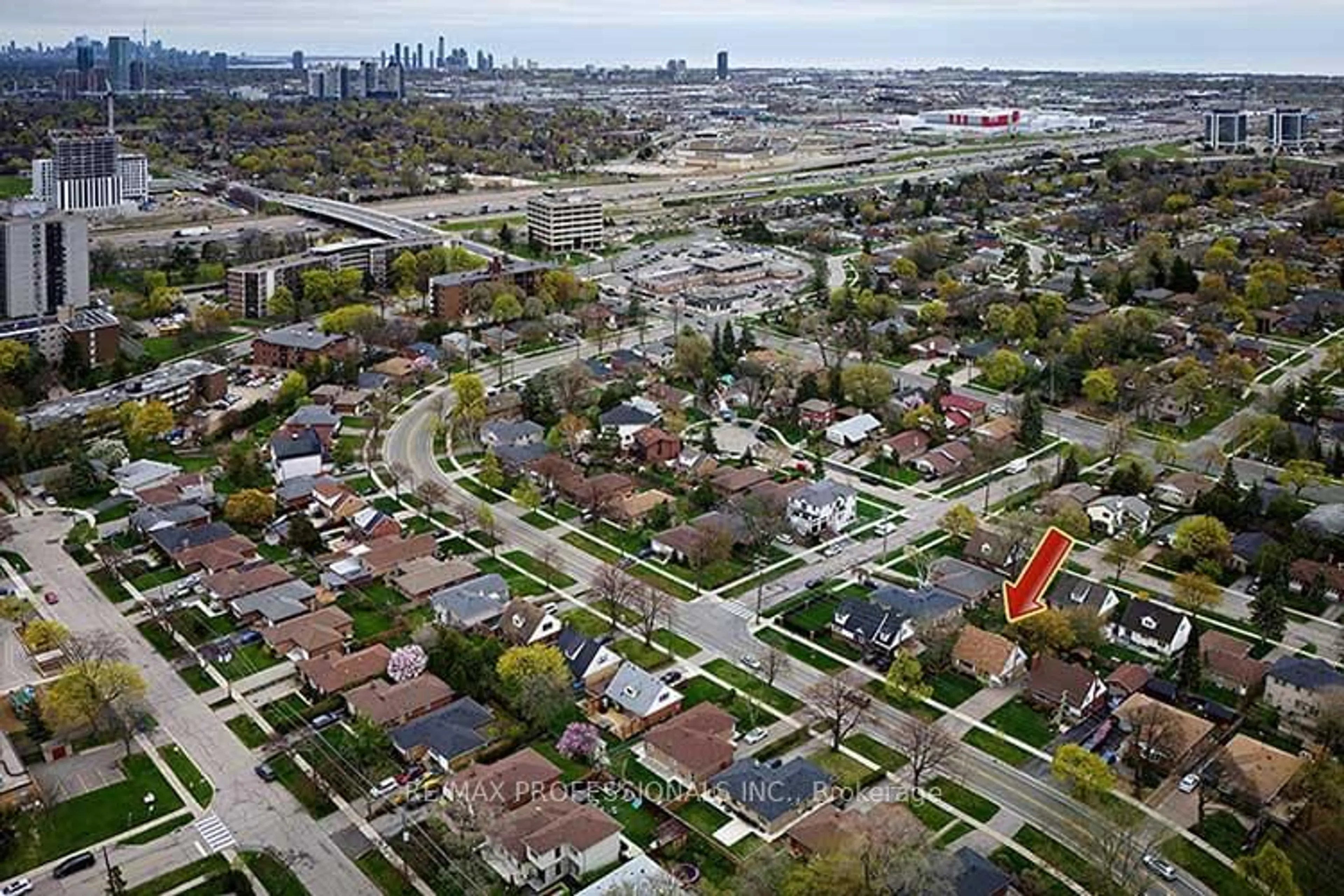 A pic from outside/outdoor area/front of a property/back of a property/a pic from drone, city buildings view from balcony for 218 Renforth Dr, Toronto Ontario M9C 2K9