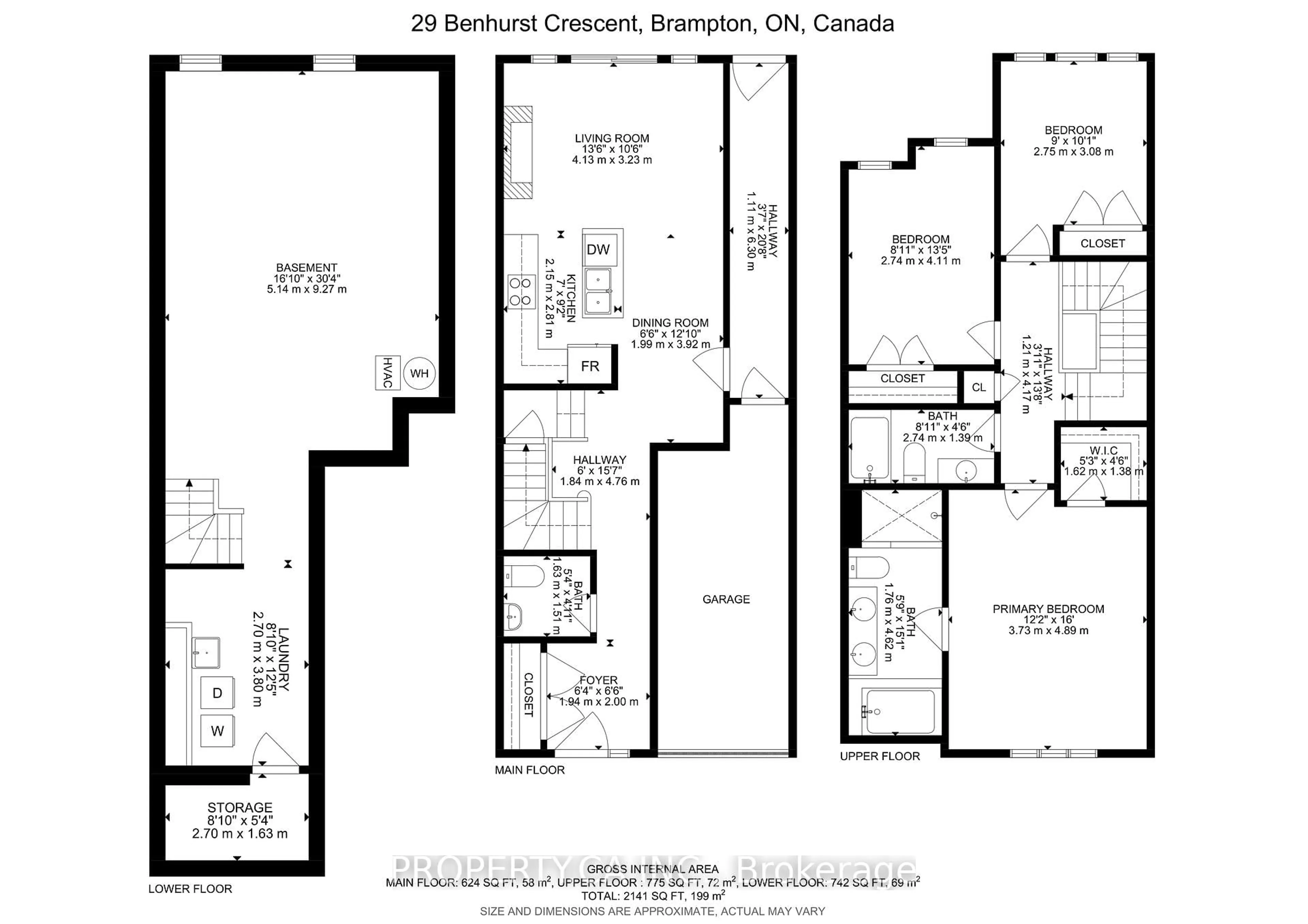 Floor plan for 29 Benhurst Cres, Brampton Ontario L7A 5A2