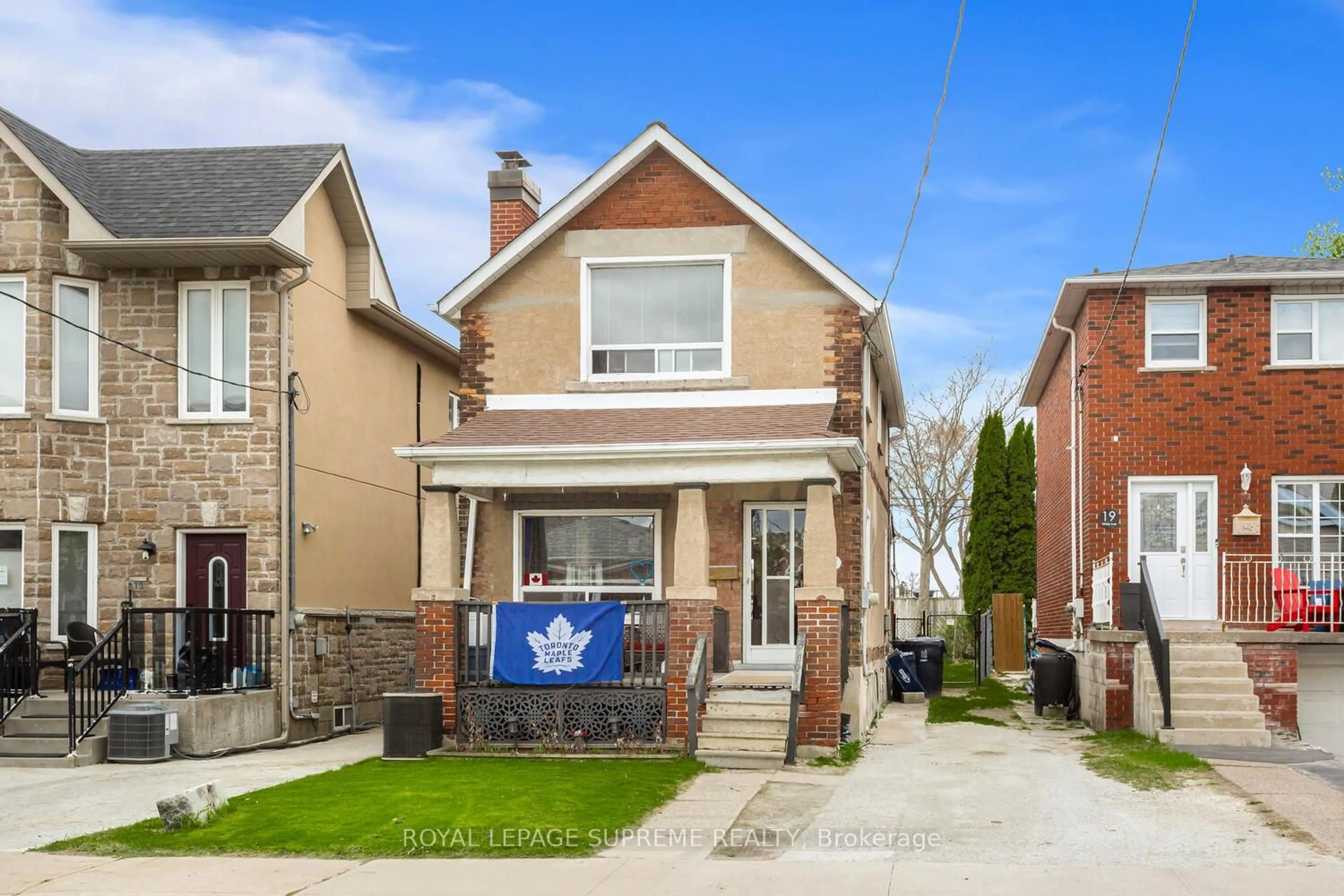 Home with brick exterior material, street for 17 White Ave, Toronto Ontario M6N 1S7