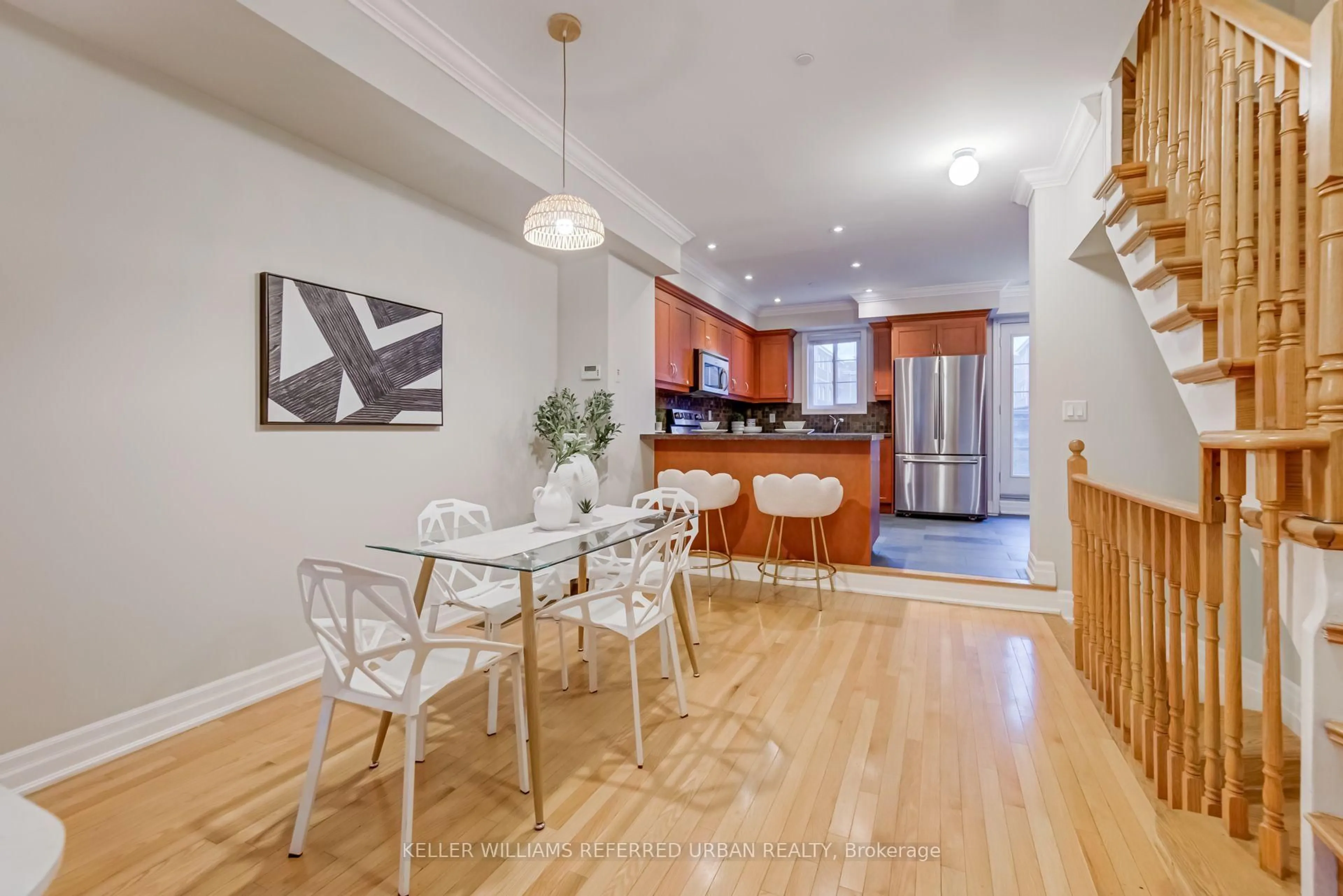 Dining room, wood/laminate floor for 339 Royal York Rd, Toronto Ontario M8Y 2P8