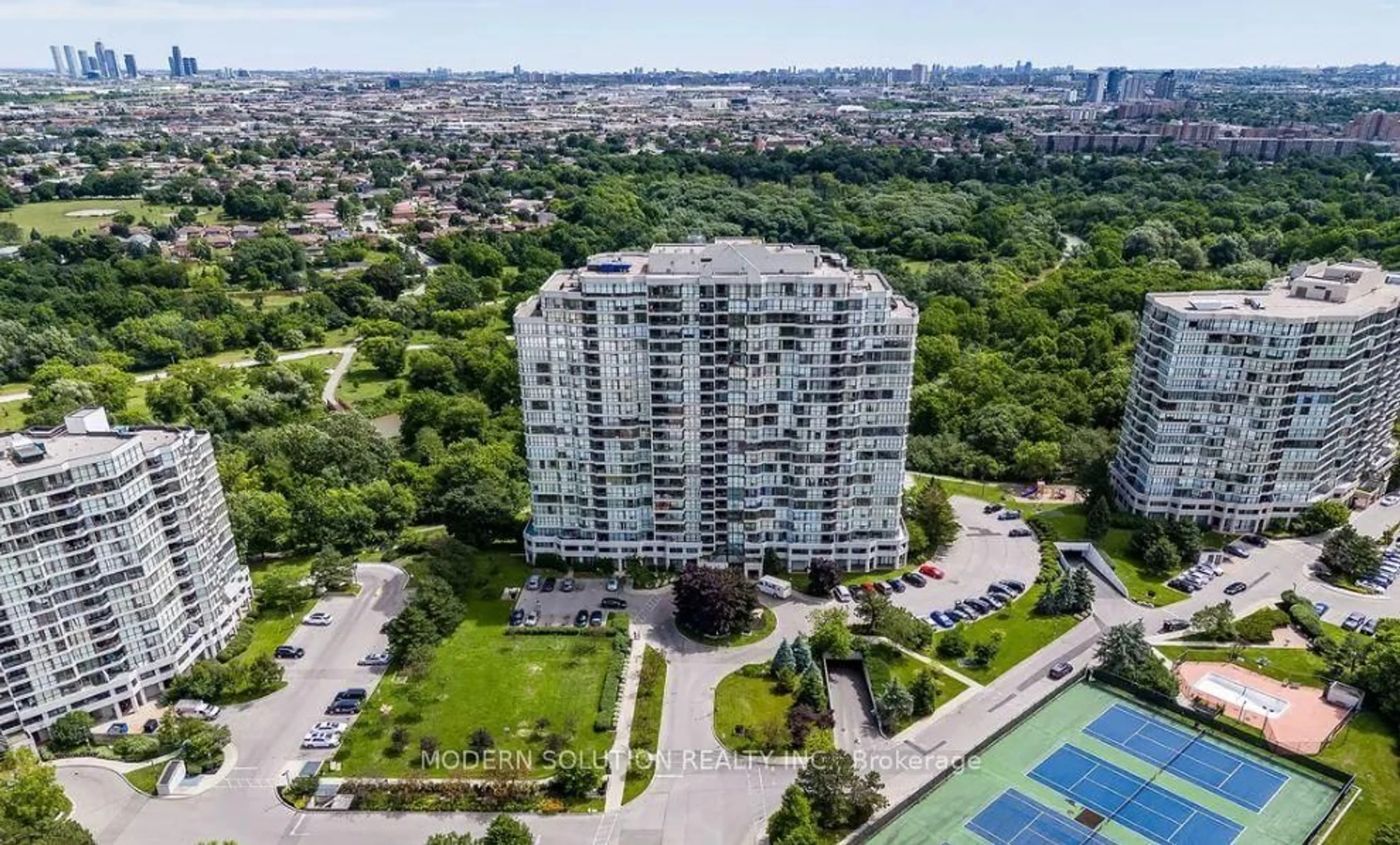 A pic from outside/outdoor area/front of a property/back of a property/a pic from drone, city buildings view from balcony for 3 Rowntree Rd #312, Toronto Ontario M9V 5G8